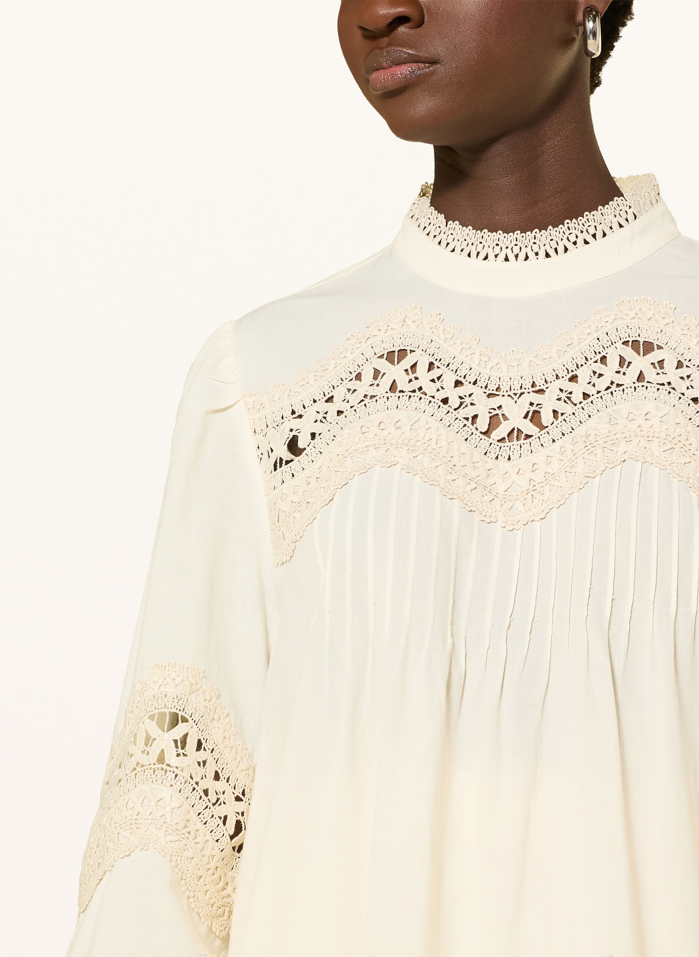 oui Blusenshirt mit Spitze: ECRU