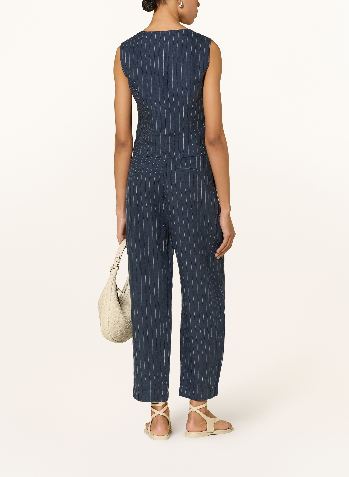 Part Two AZANIAPW-vest van linnen: DONKERBLAUW / WIT