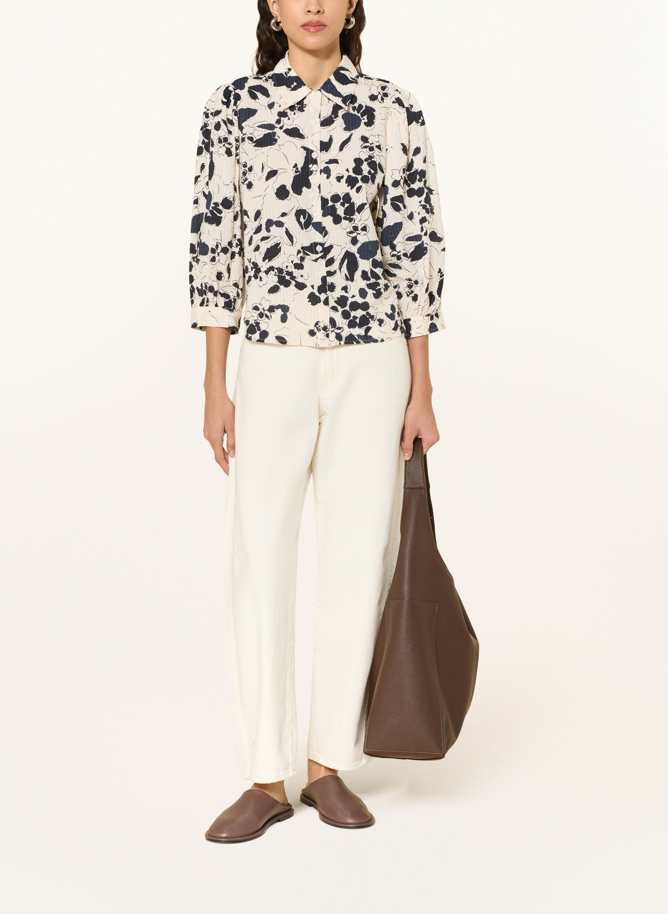 Part Two Bluzka ANAISPW z rękawami 3/4: GRANATOWY / ECRU / CZARNY