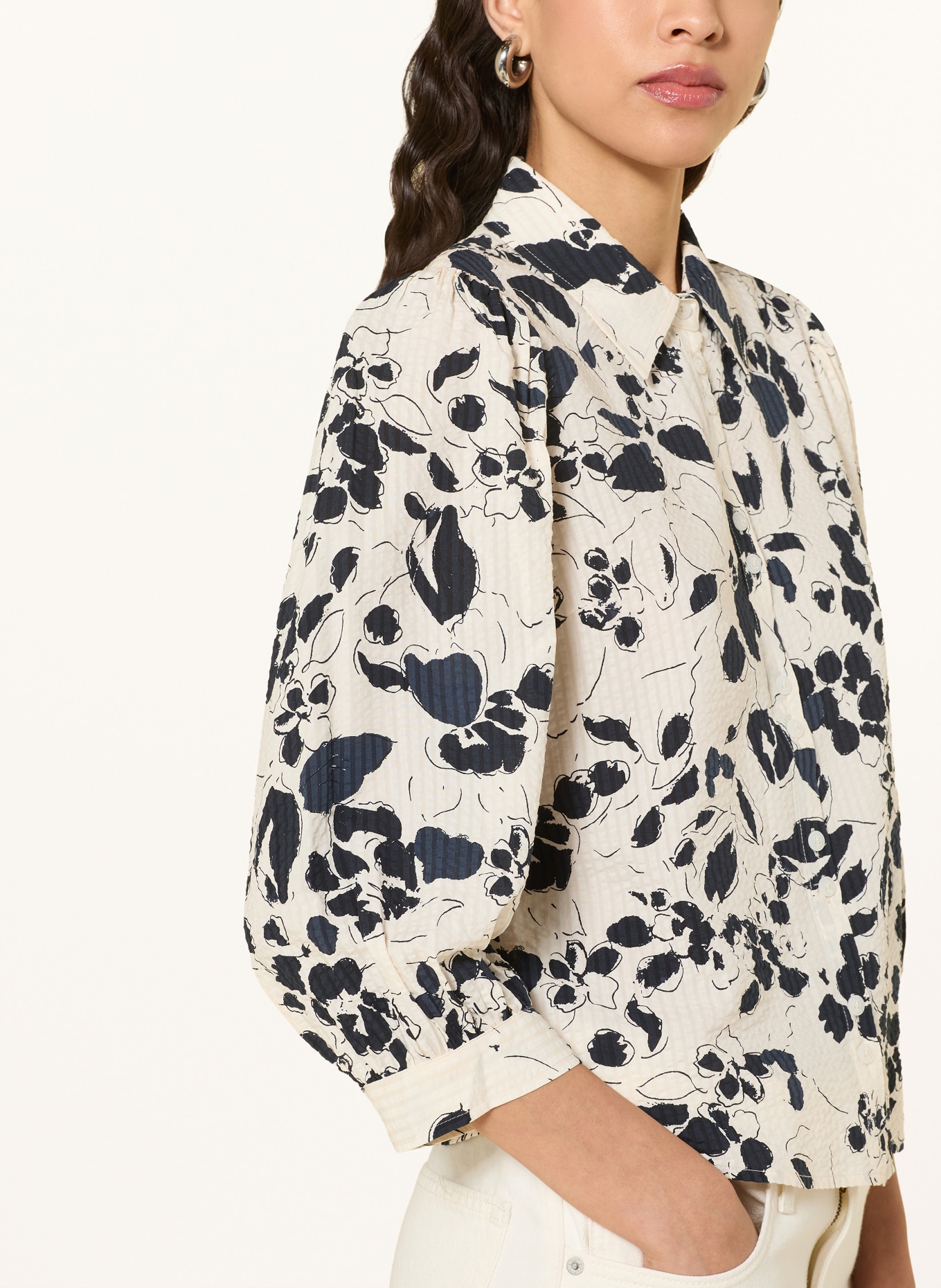 Part Two Bluzka ANAISPW z rękawami 3/4: GRANATOWY / ECRU / CZARNY