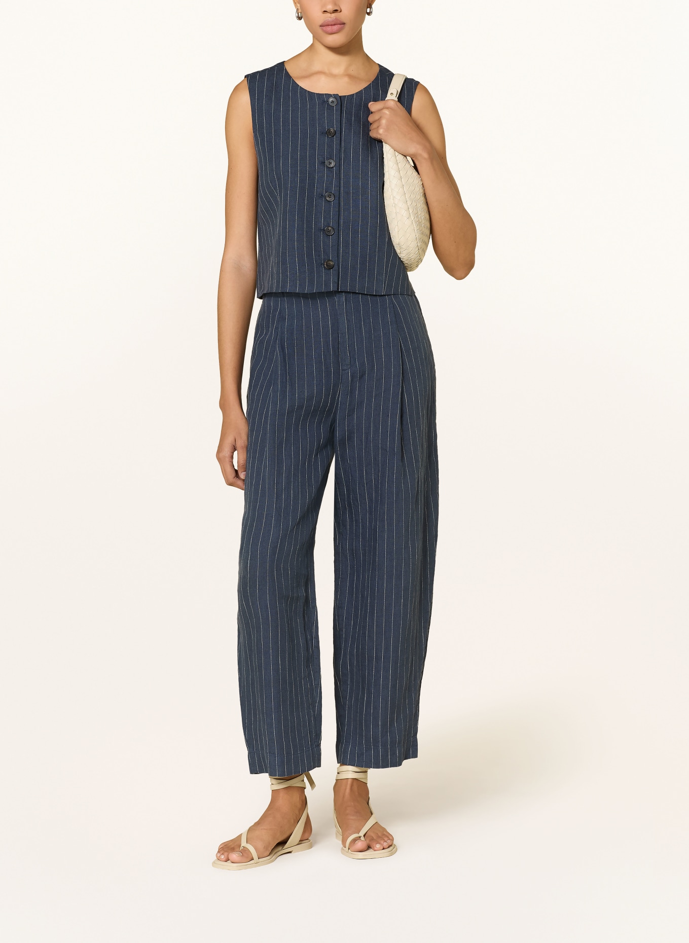 Part Two 7/8-broek NETTASPW van linnen: DONKERBLAUW