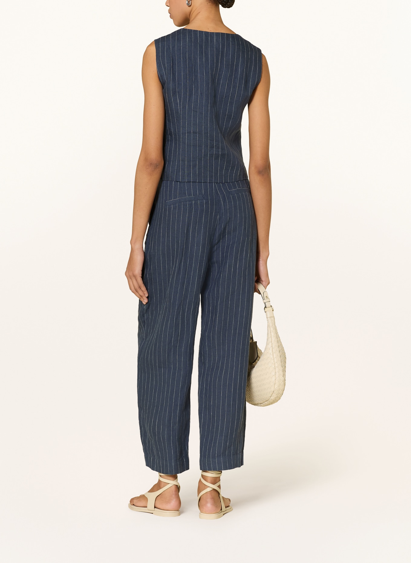 Part Two 7/8-broek NETTASPW van linnen: DONKERBLAUW