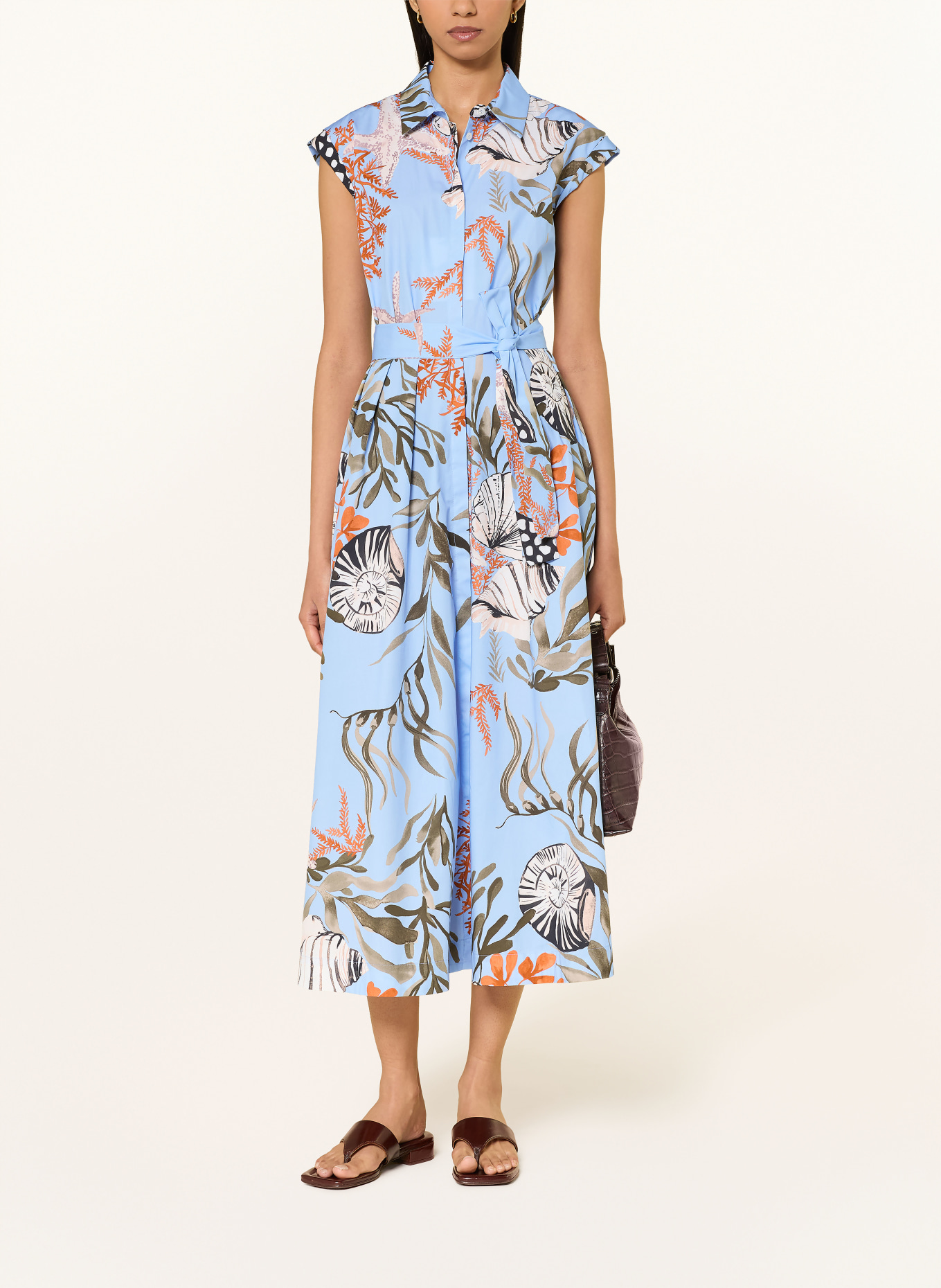 MARELLA Overhemdjurk: LICHTBLAUW / DONKERORANJE / KAKI