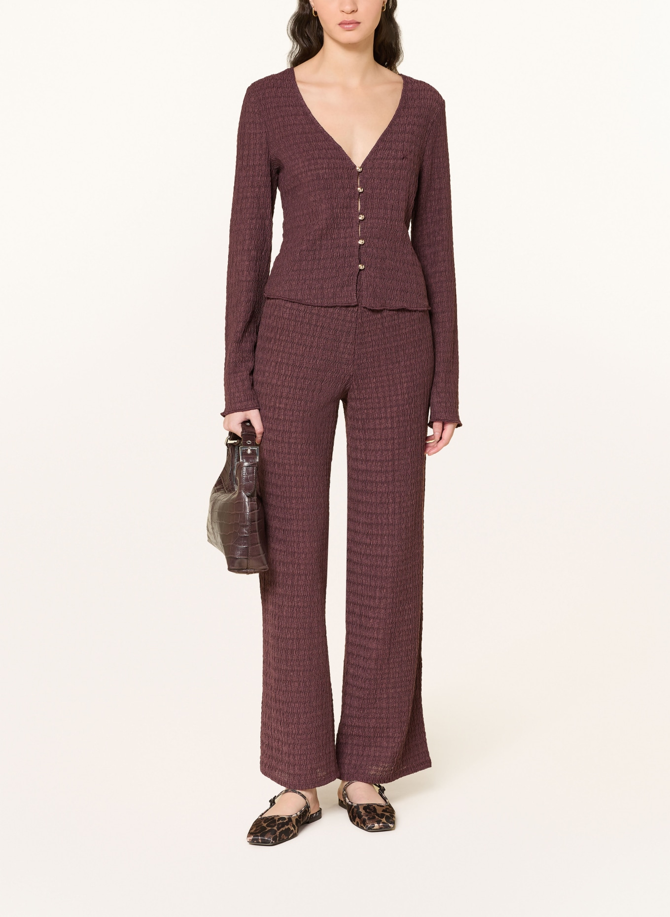 ONLY Marlenehose aus Jersey: BRAUN