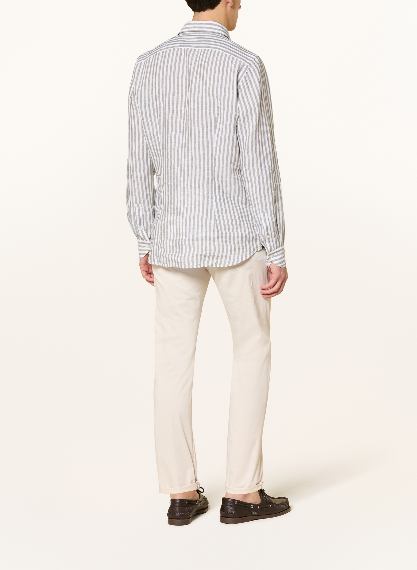 windsor. Linnen overhemd LANO Slim Fit: LICHTGROEN / CRÈME