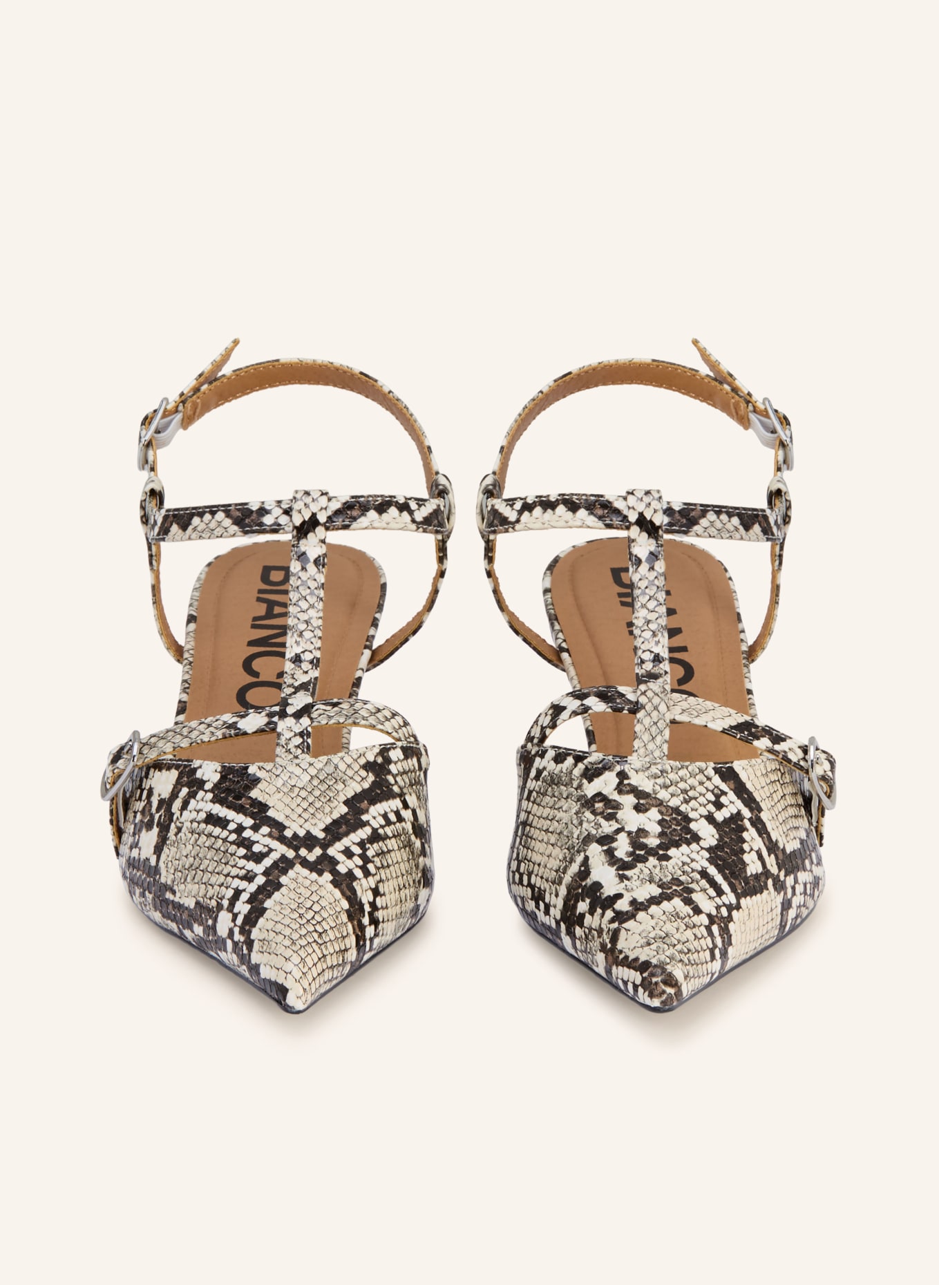 BIANCO Czółenka na rzemieniu BIAKRISTIN: KREMOWY / BRĄZOWY