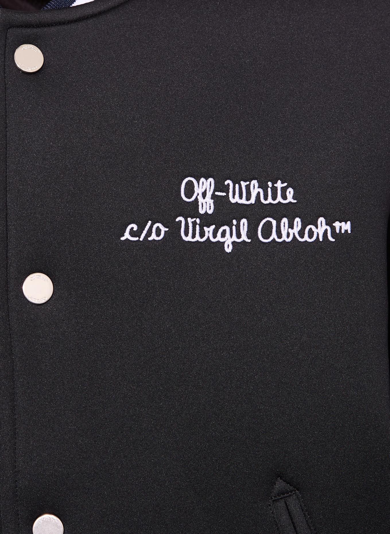 Off-White univerzitní bunda: ČERNÁ / TMAVĚ MODRÁ