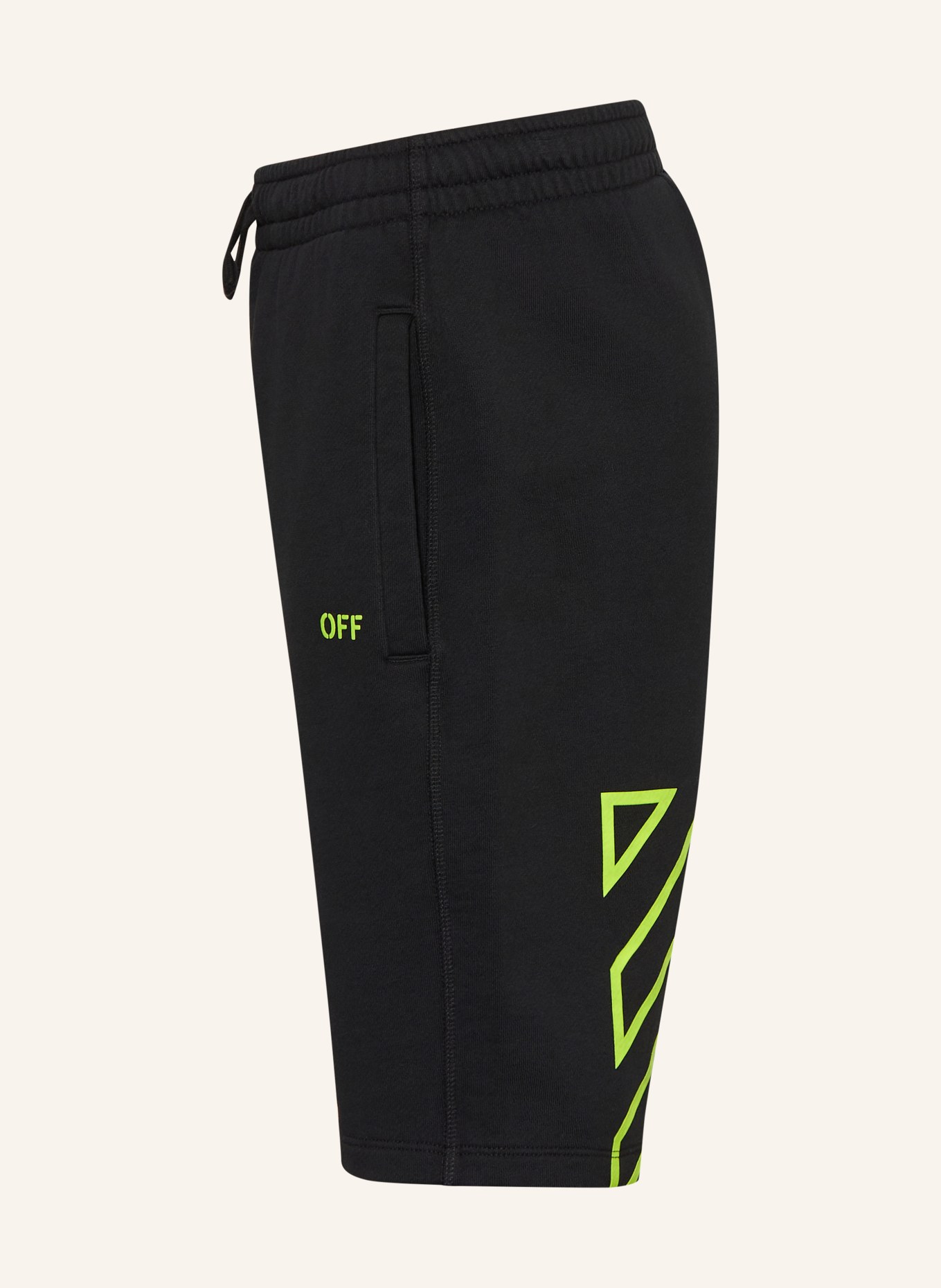 Off-White Sweatshorts: ZWART / NEONGROEN