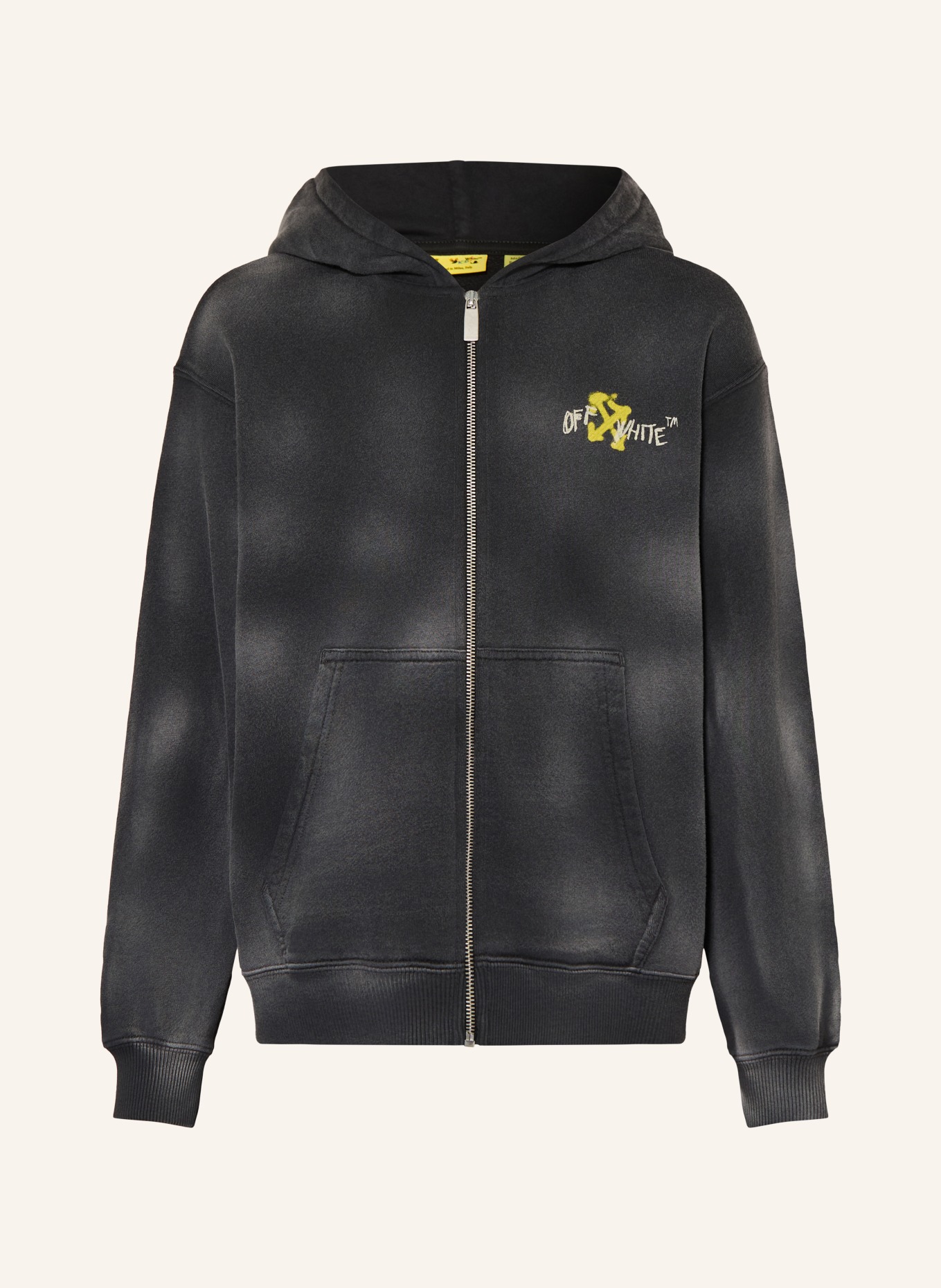 Off-White Sweatjack: DONKERGRIJS / GEEL / WIT