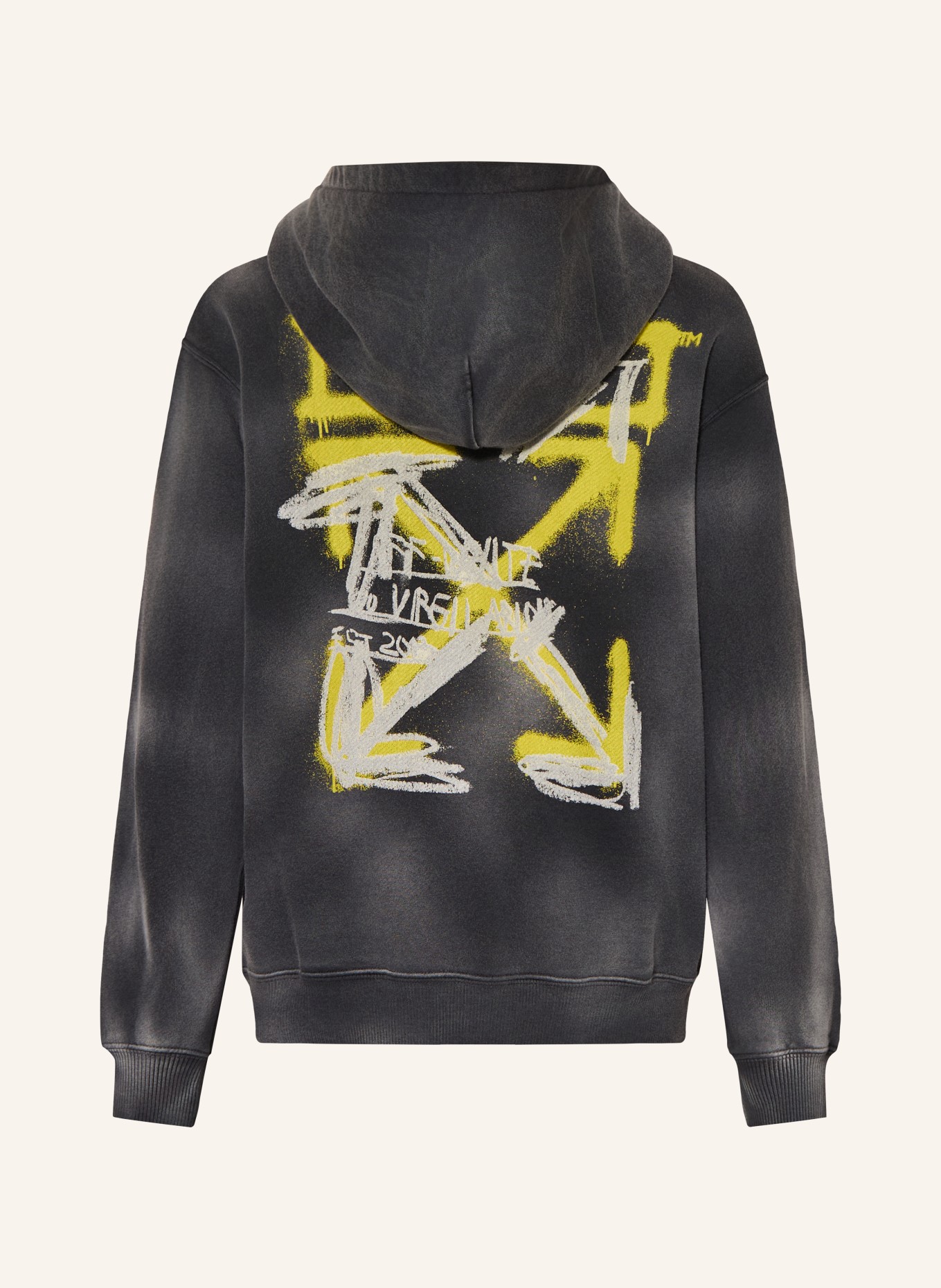 Off-White Sweatjack: DONKERGRIJS / GEEL / WIT