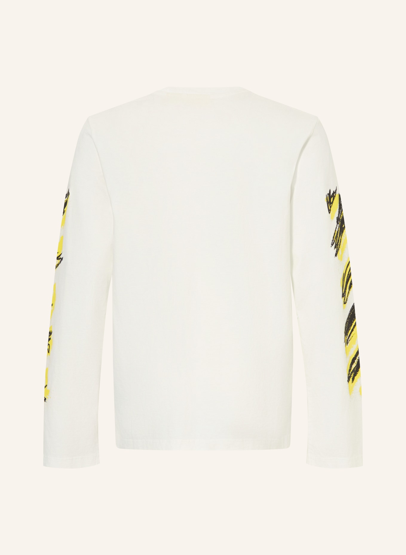 Off-White T-shirt met lange mouwen: WIT / GEEL / ZWART