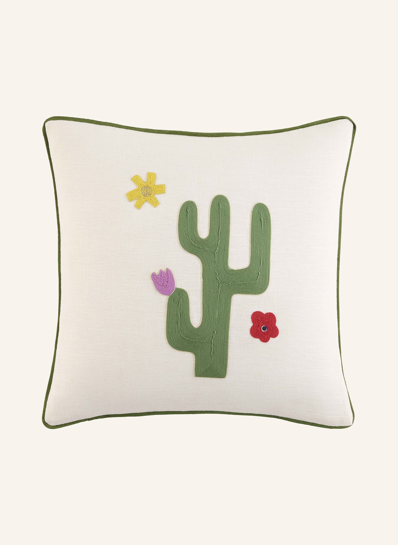 JONATHAN ADLER PLAYA Decorative Pillow, Linen: CREAM / RED / GREEN