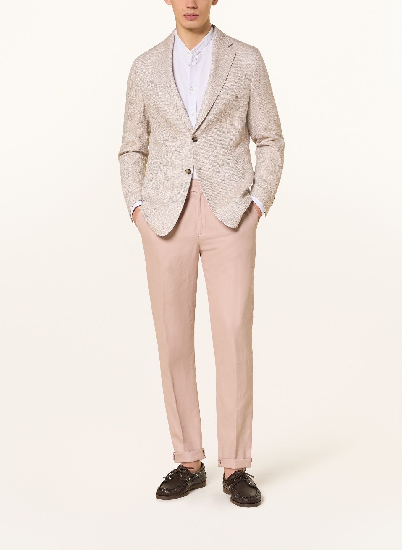 windsor.  colbert met getailleerde pasvorm van linnen: BEIGE