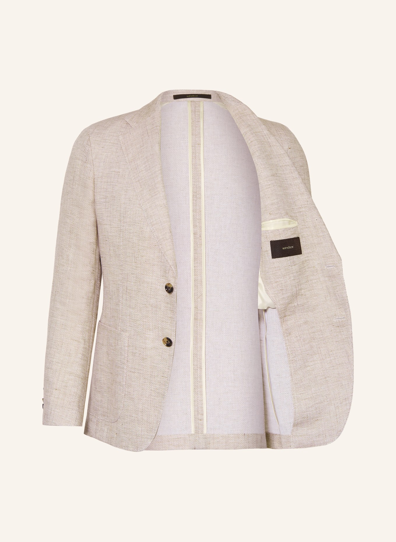 windsor.  colbert met getailleerde pasvorm van linnen: BEIGE