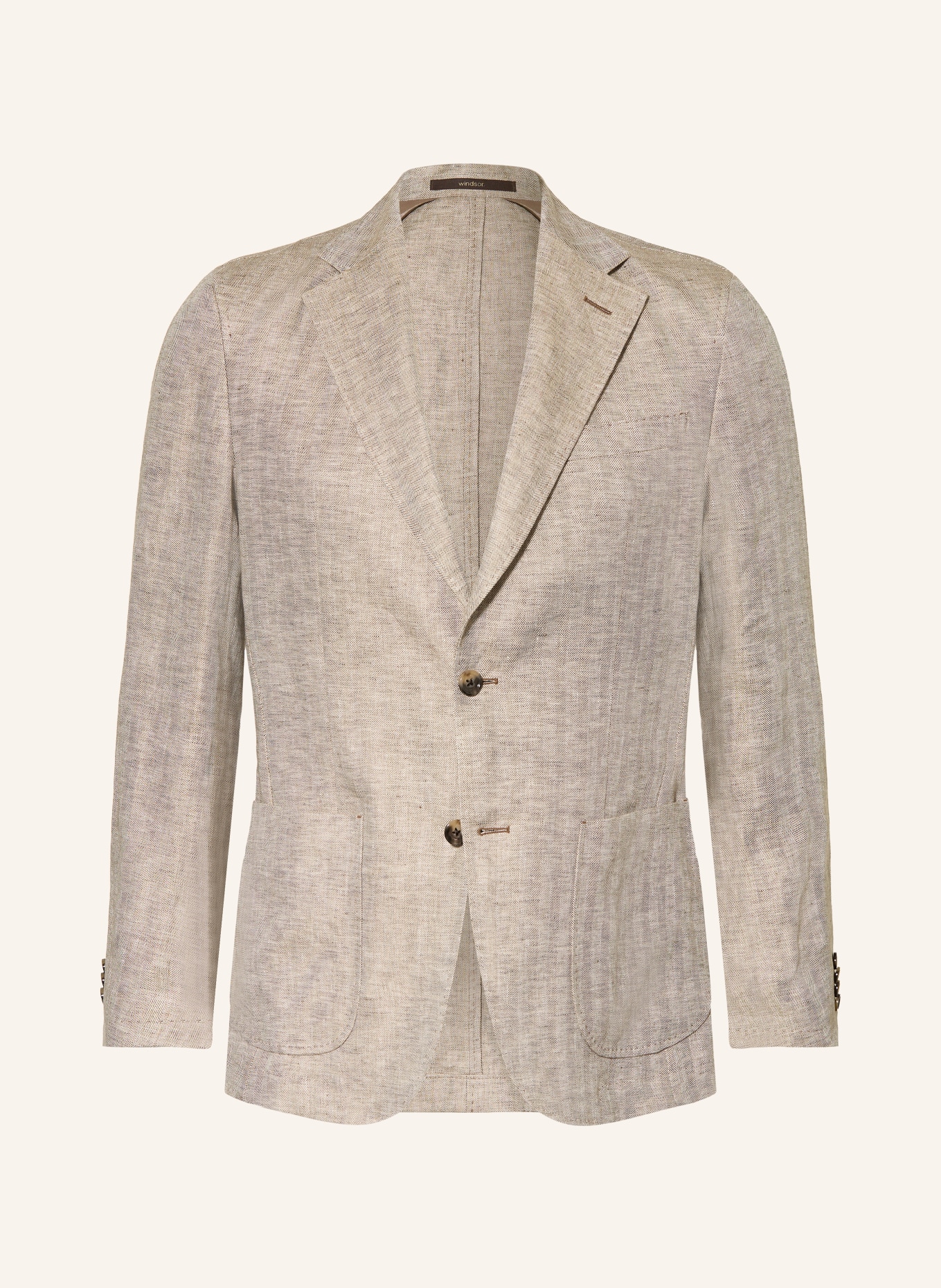 windsor. Linnen colbert GIRO Shaped Fit: BEIGE / BRUIN