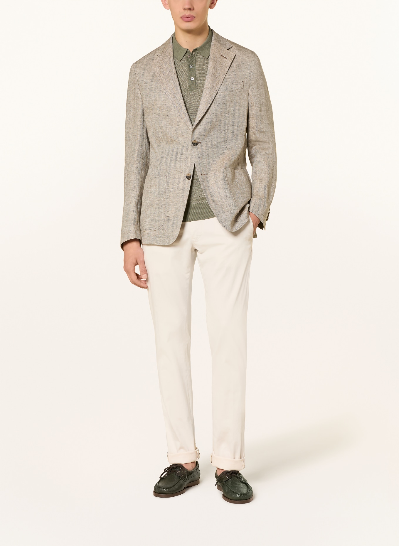 windsor. Linnen colbert GIRO Shaped Fit: BEIGE / BRUIN
