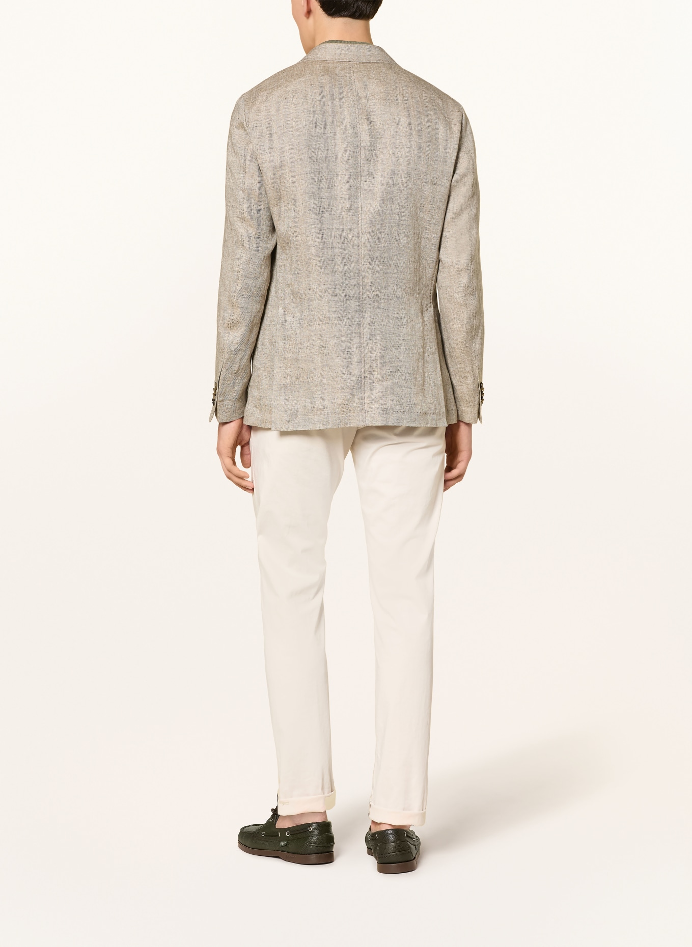 windsor. Linnen colbert GIRO Shaped Fit: BEIGE / BRUIN