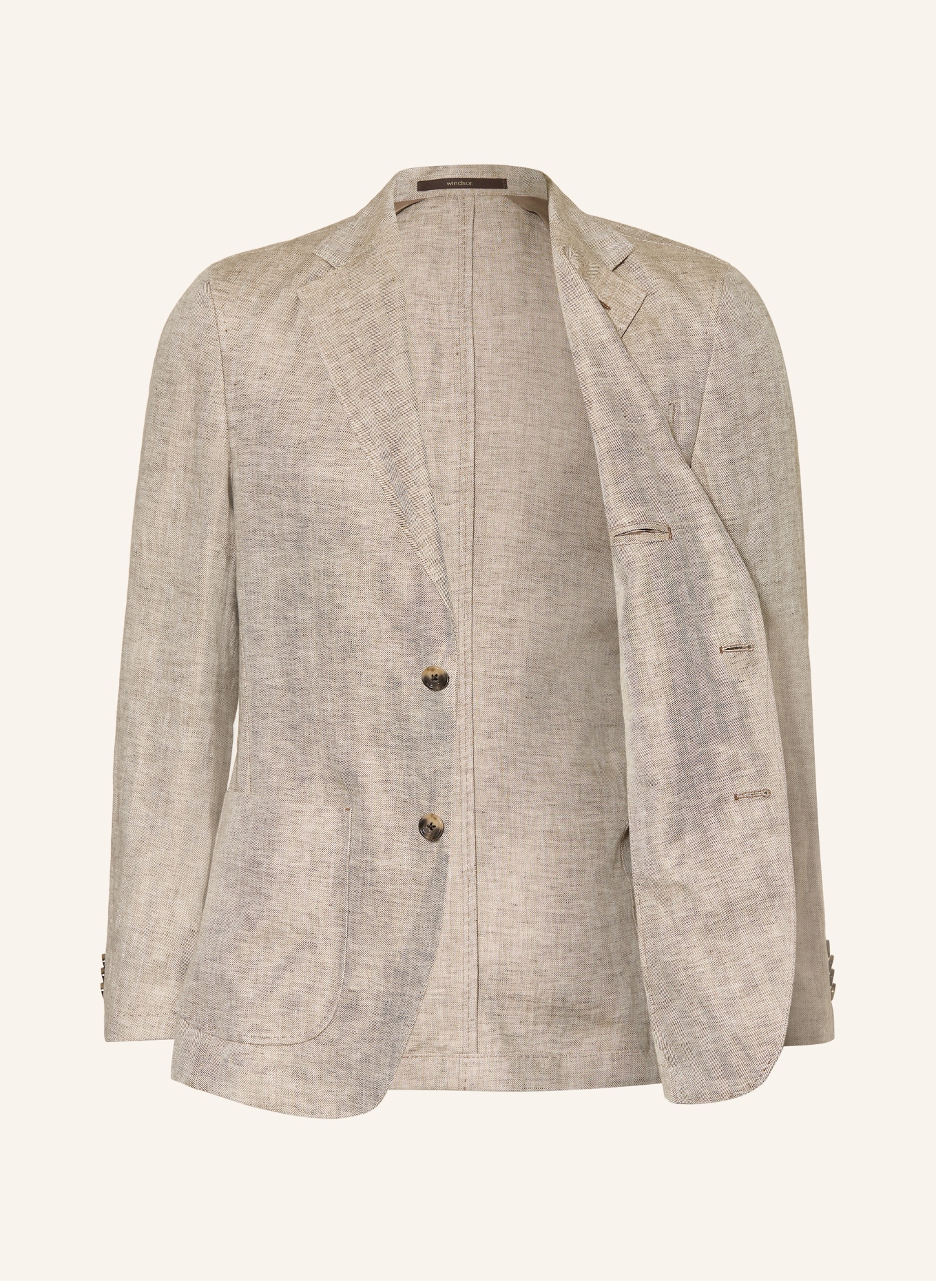 windsor. Linnen colbert GIRO Shaped Fit: BEIGE / BRUIN