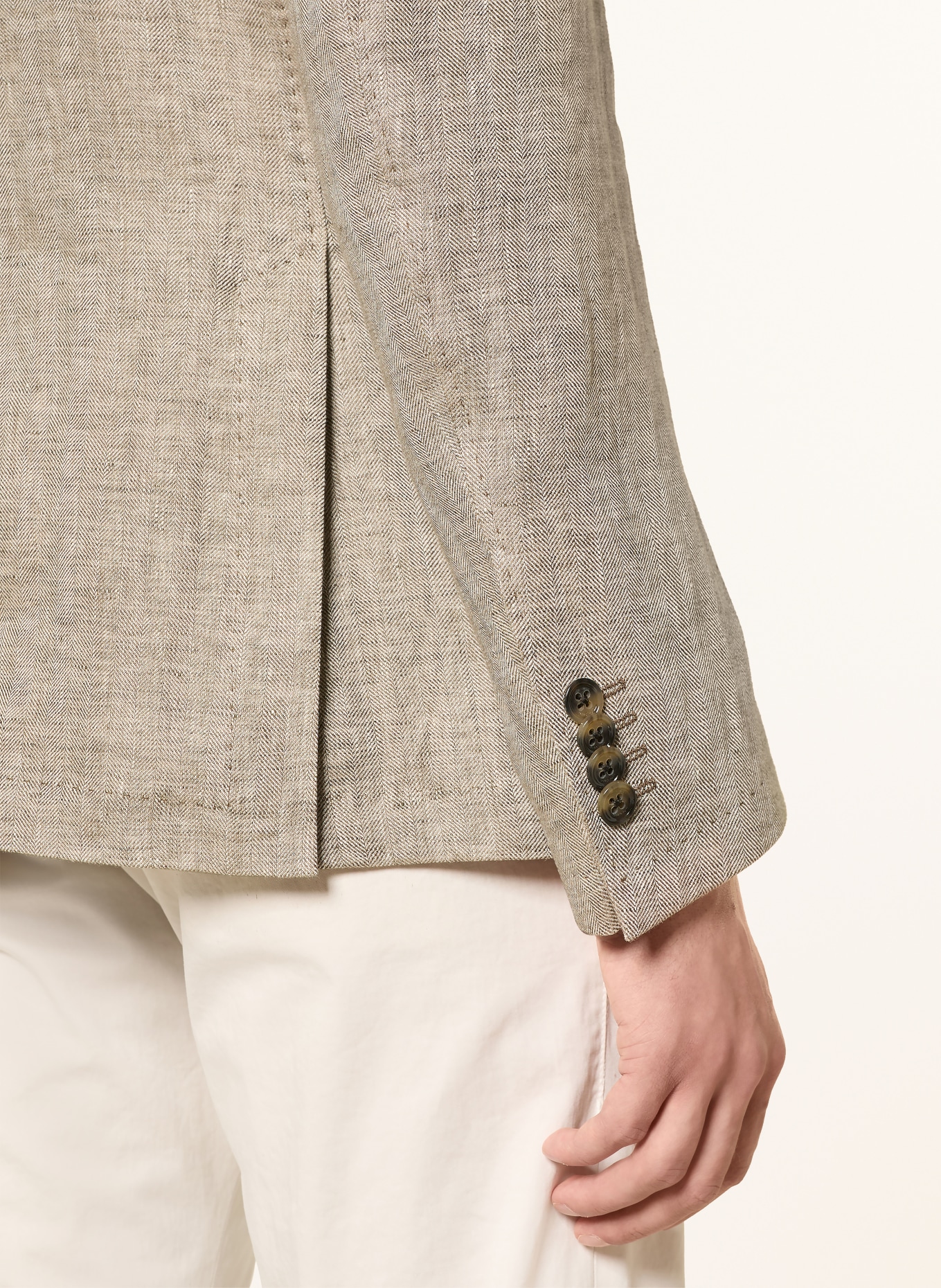 windsor. Linnen colbert GIRO Shaped Fit: BEIGE / BRUIN