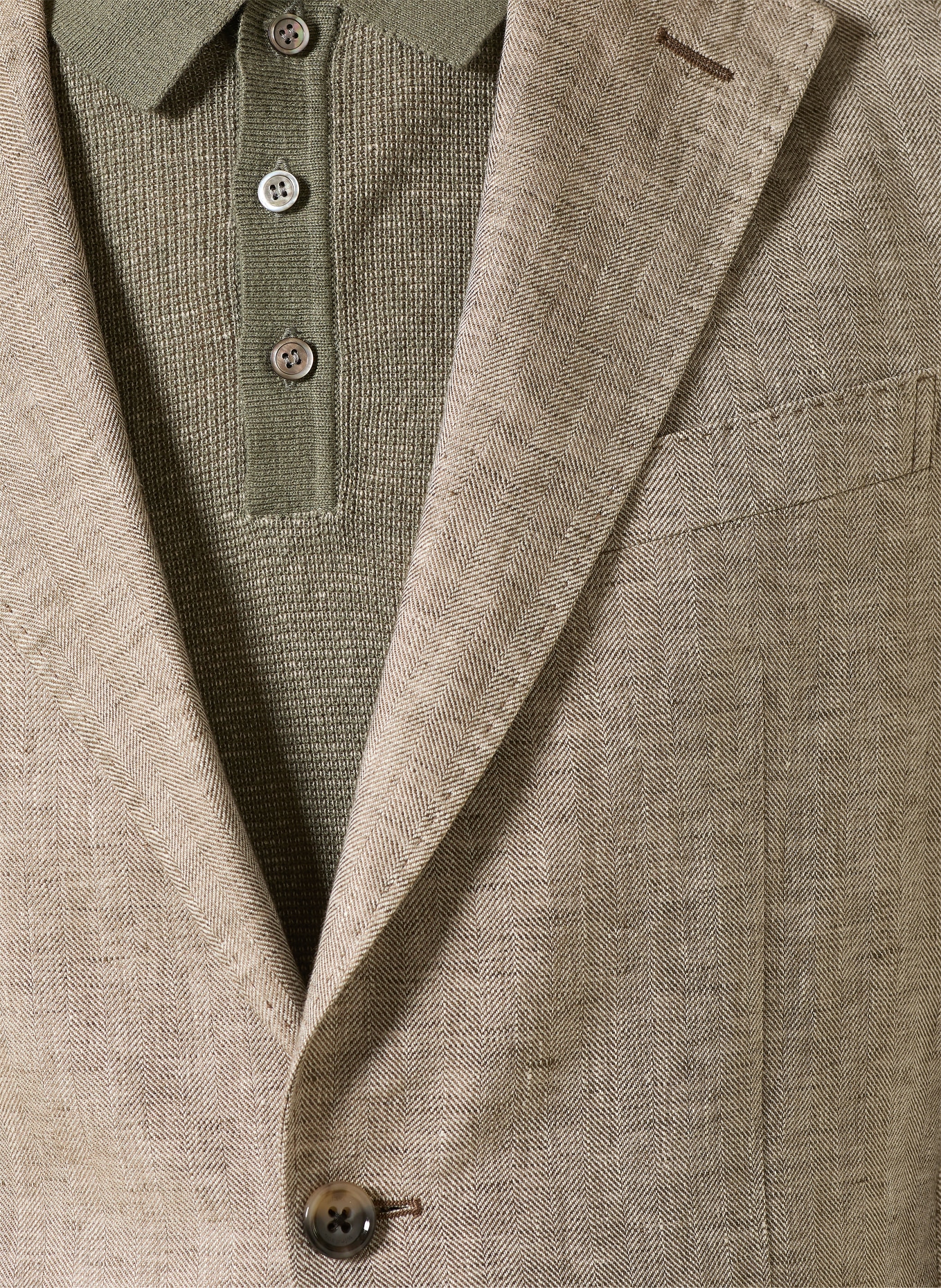windsor. Linnen colbert GIRO Shaped Fit: BEIGE / BRUIN