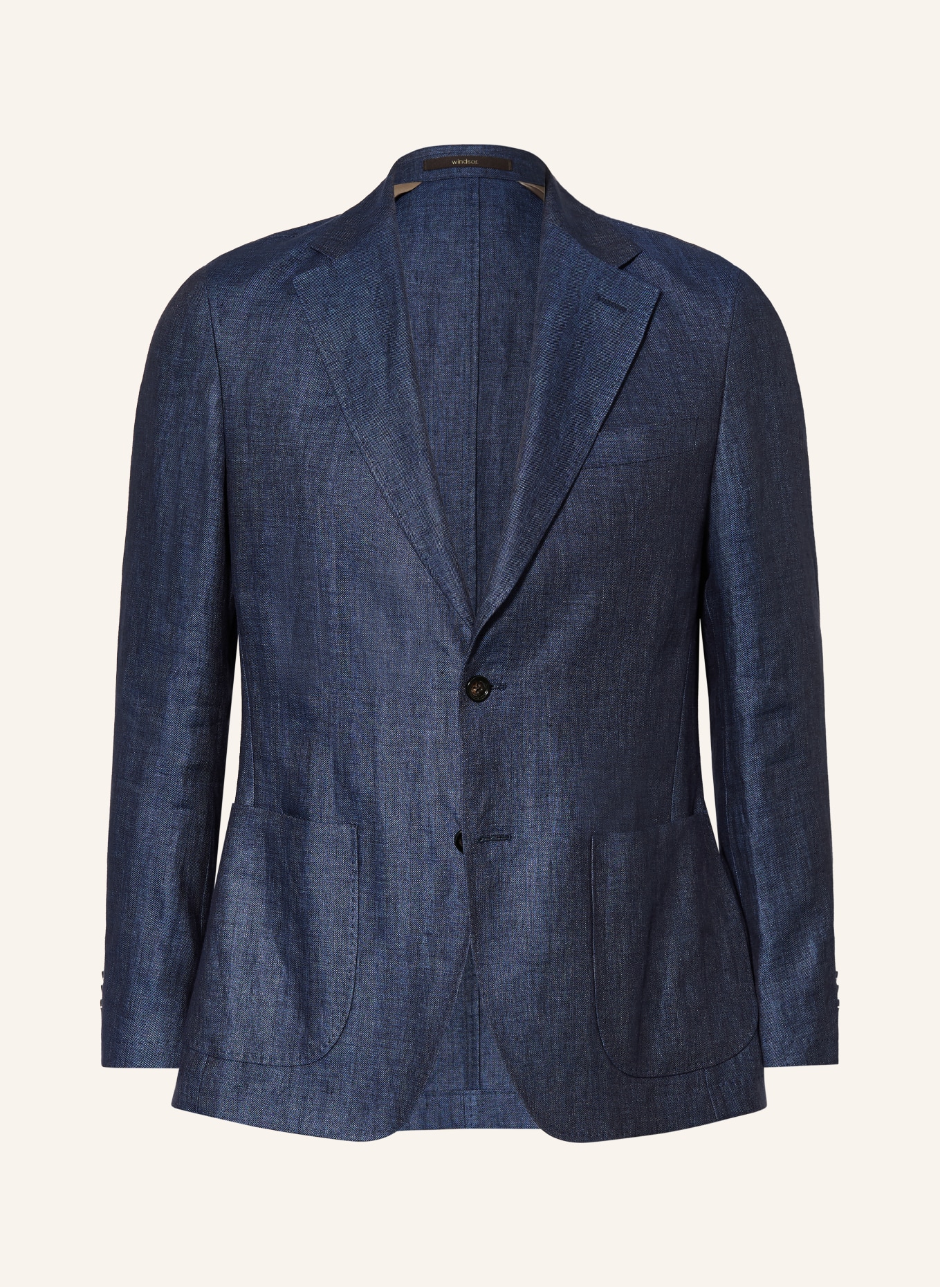 windsor. Linnen colbert GIRO Shaped Fit: DONKERBLAUW