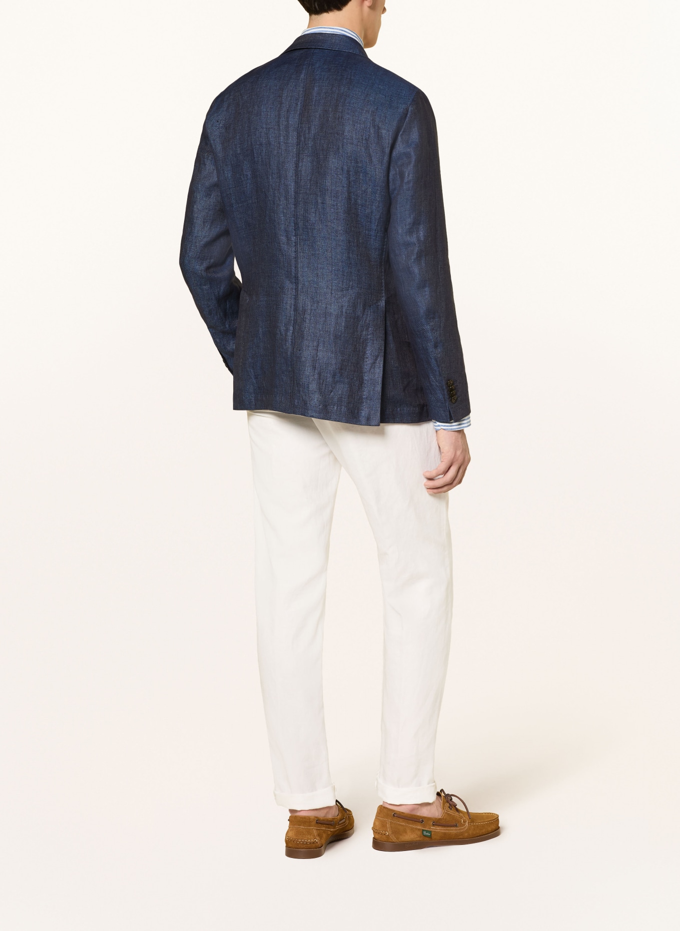 windsor. Linnen colbert GIRO Shaped Fit: DONKERBLAUW