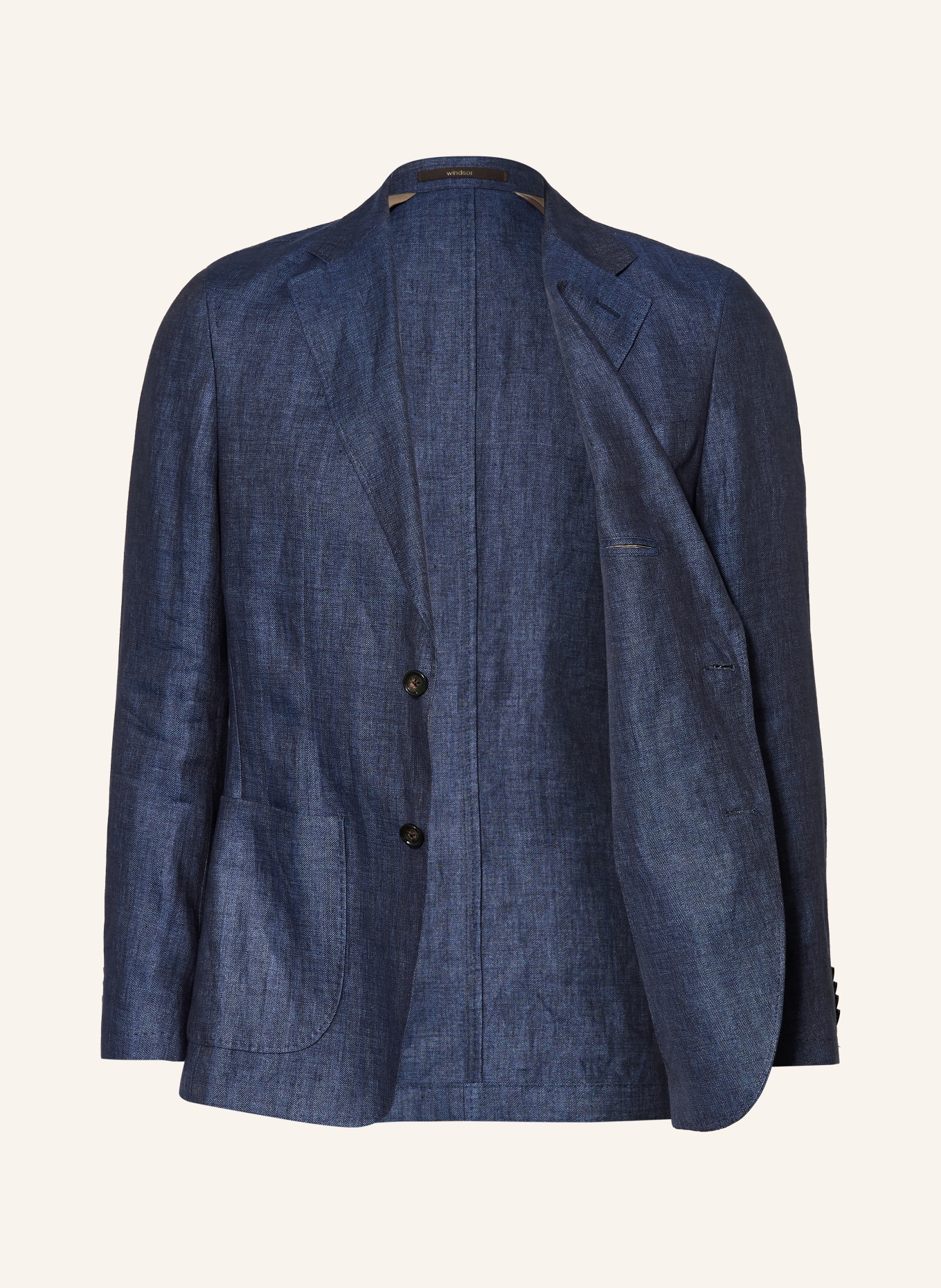 windsor. Linnen colbert GIRO Shaped Fit: DONKERBLAUW