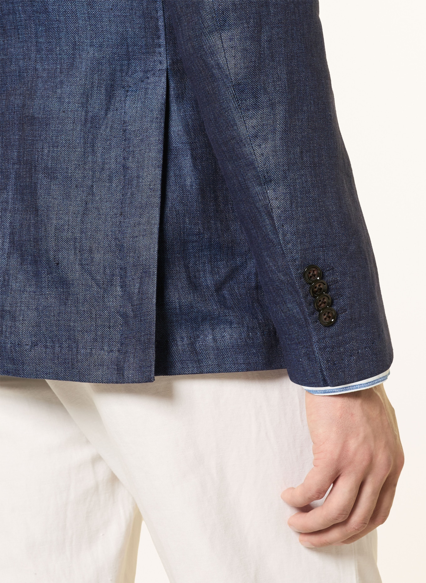 windsor. Linnen colbert GIRO Shaped Fit: DONKERBLAUW