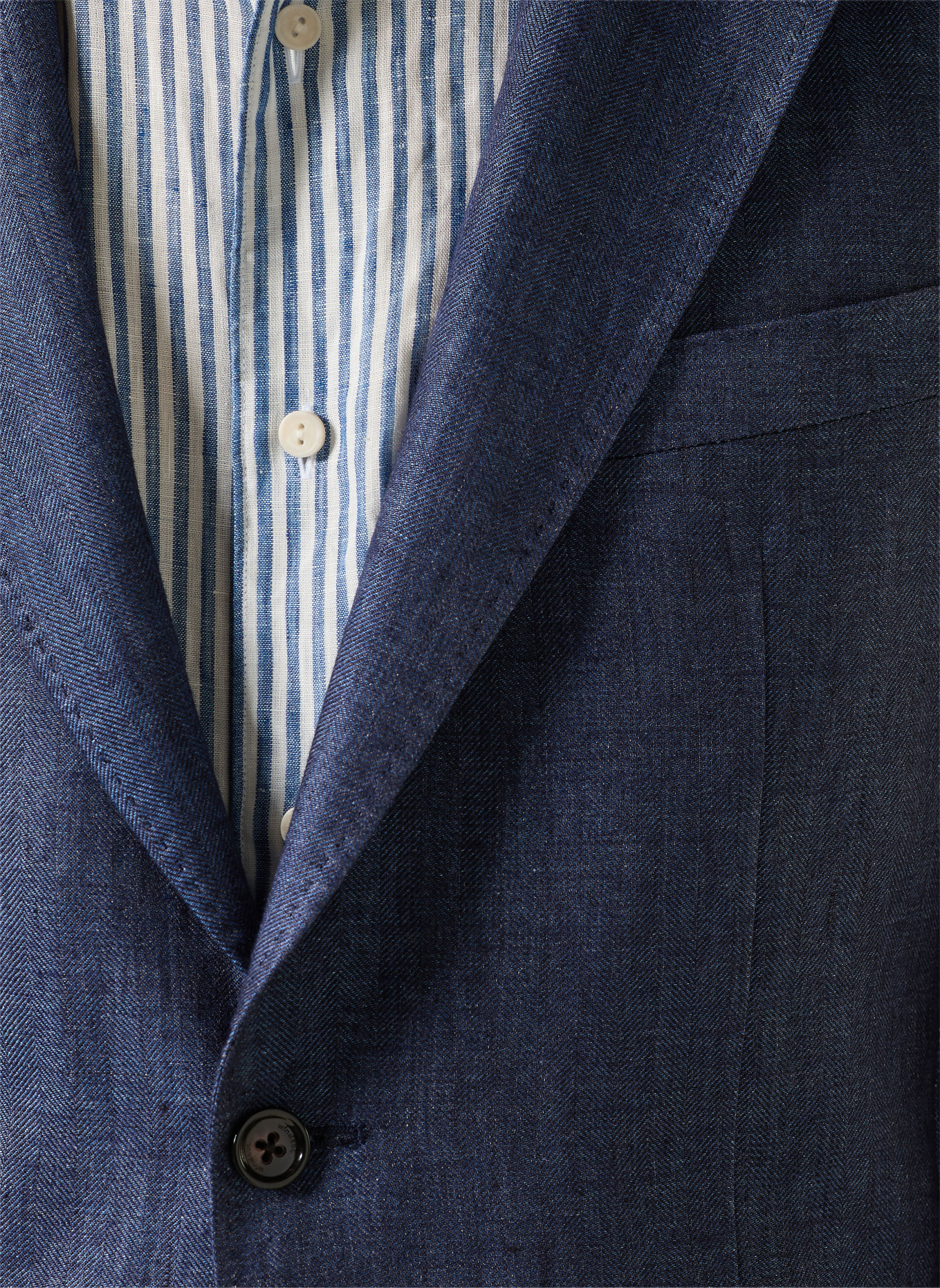 windsor. Linnen colbert GIRO Shaped Fit: DONKERBLAUW