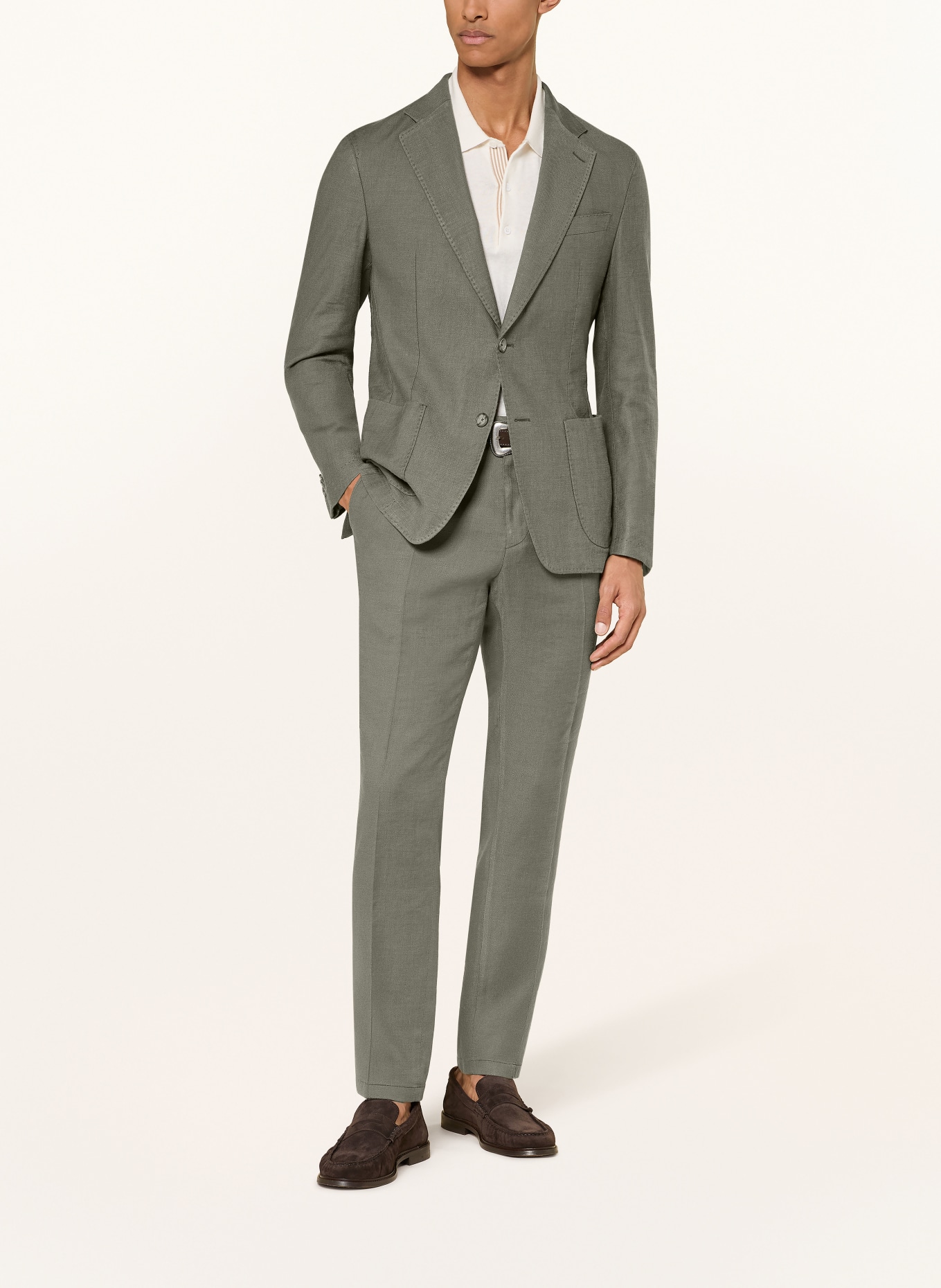 windsor. GIRO-colbert in slim fit met linnen: 320 Bright Green 320