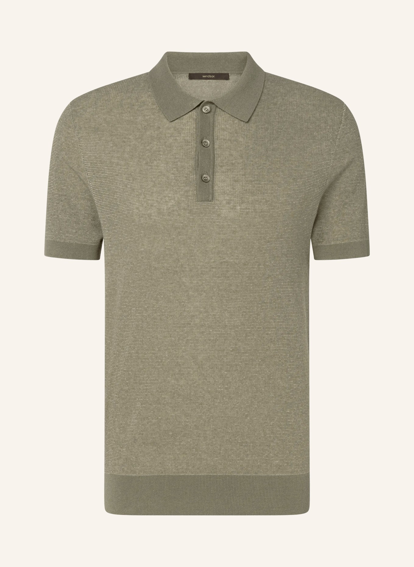 windsor. Gebreid poloshirt LINDO: DONKERGROEN
