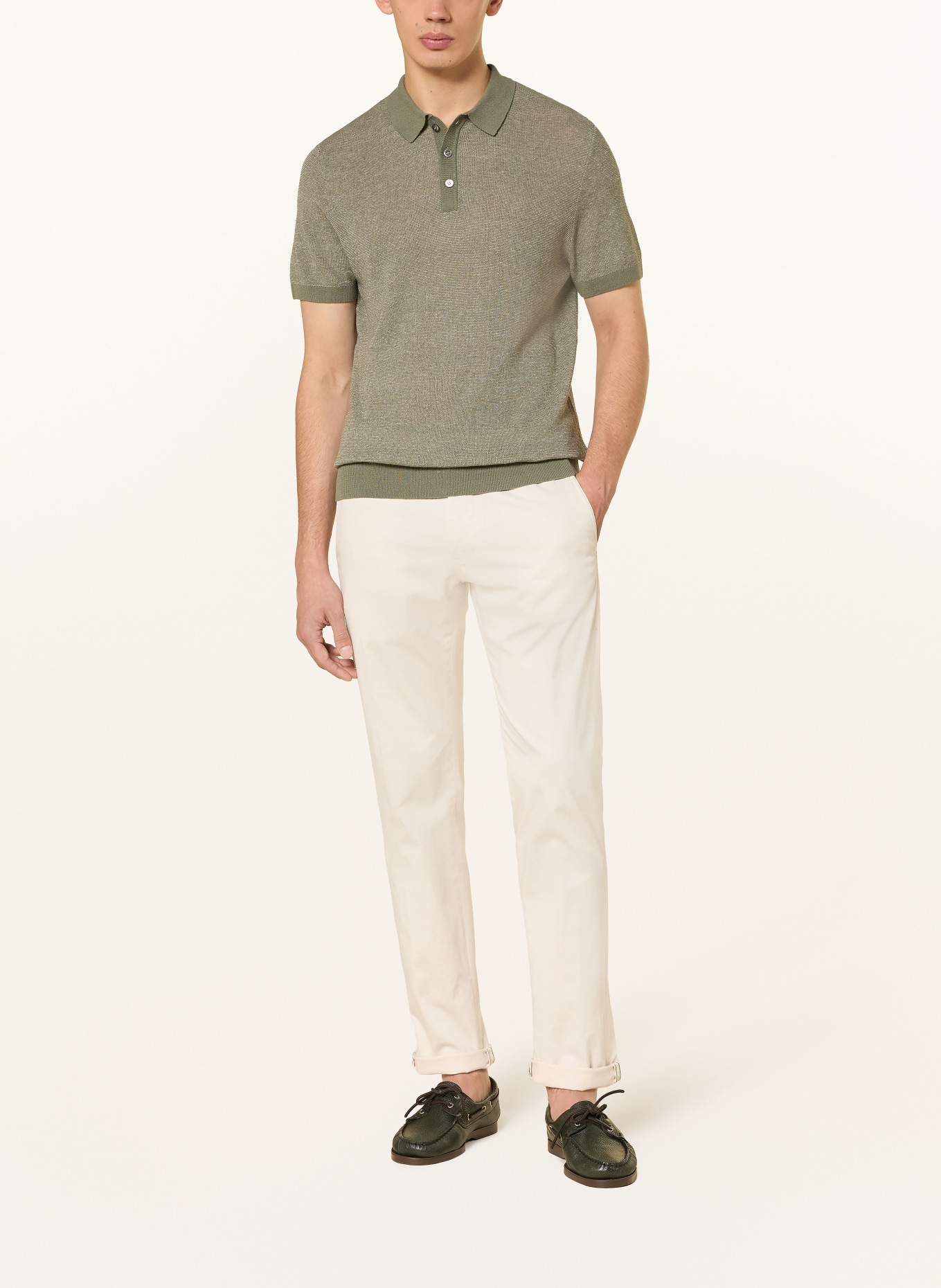 windsor. Gebreid poloshirt LINDO: DONKERGROEN