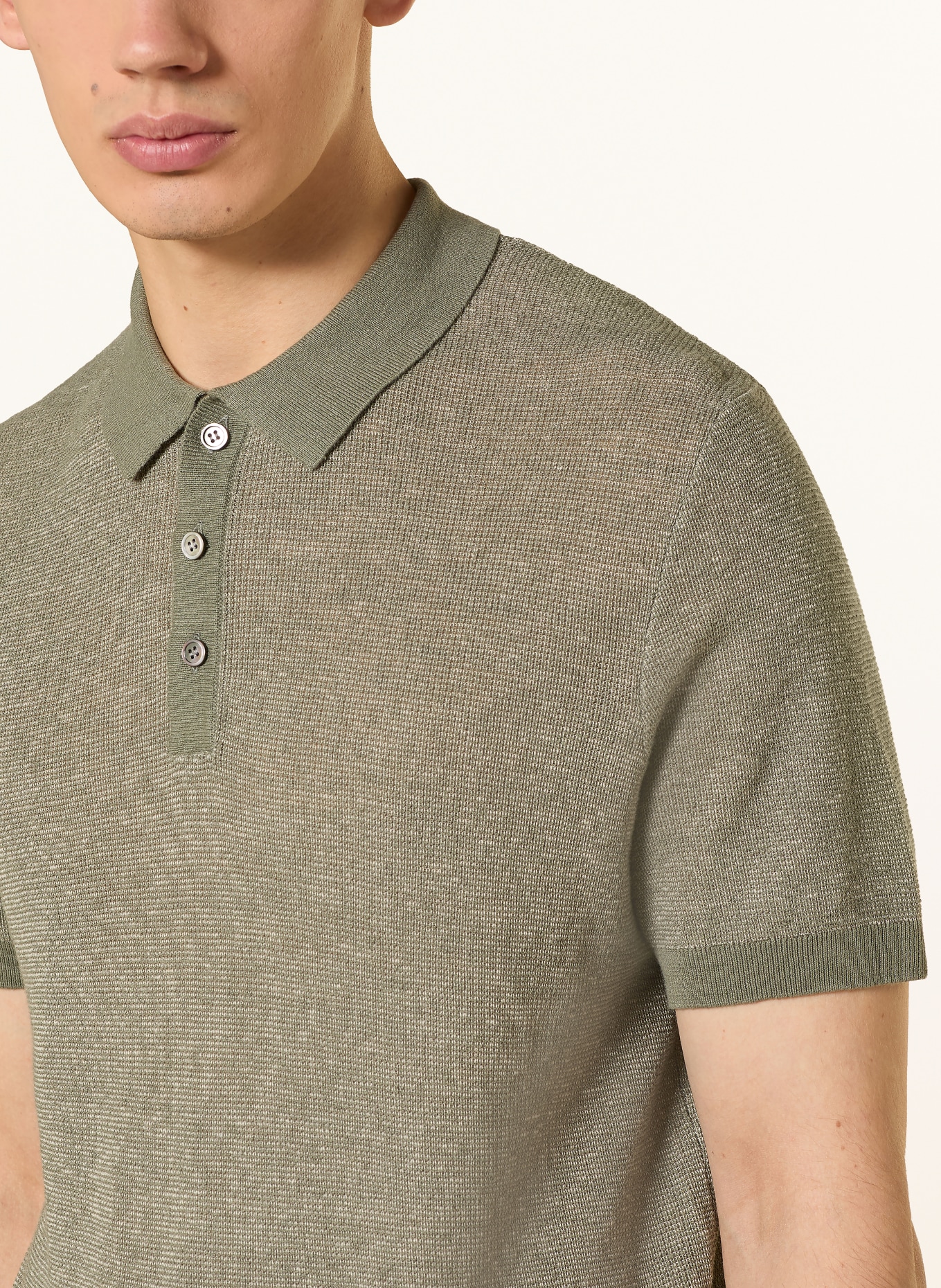 windsor. Gebreid poloshirt LINDO: DONKERGROEN