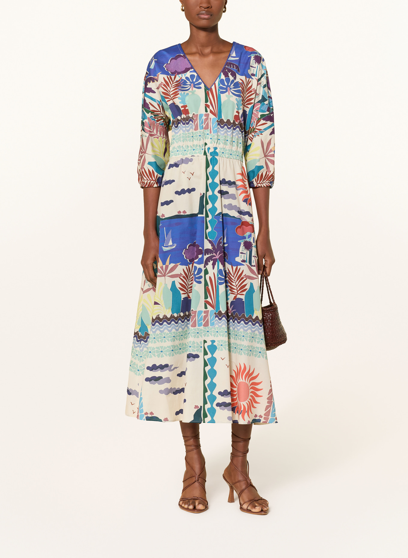 CINQUE Kleid CIINKA mit 3/4-Arm: CREME / LILA / BLAU