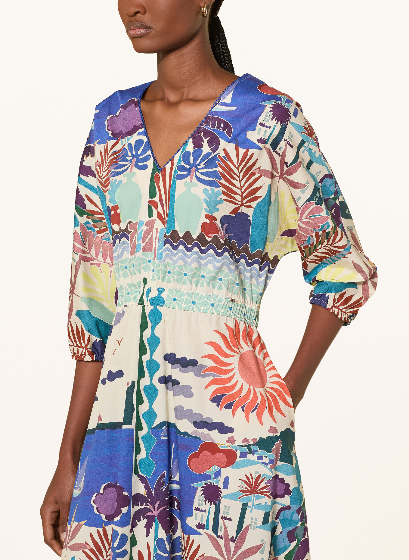 CINQUE Kleid CIINKA mit 3/4-Arm: CREME / LILA / BLAU