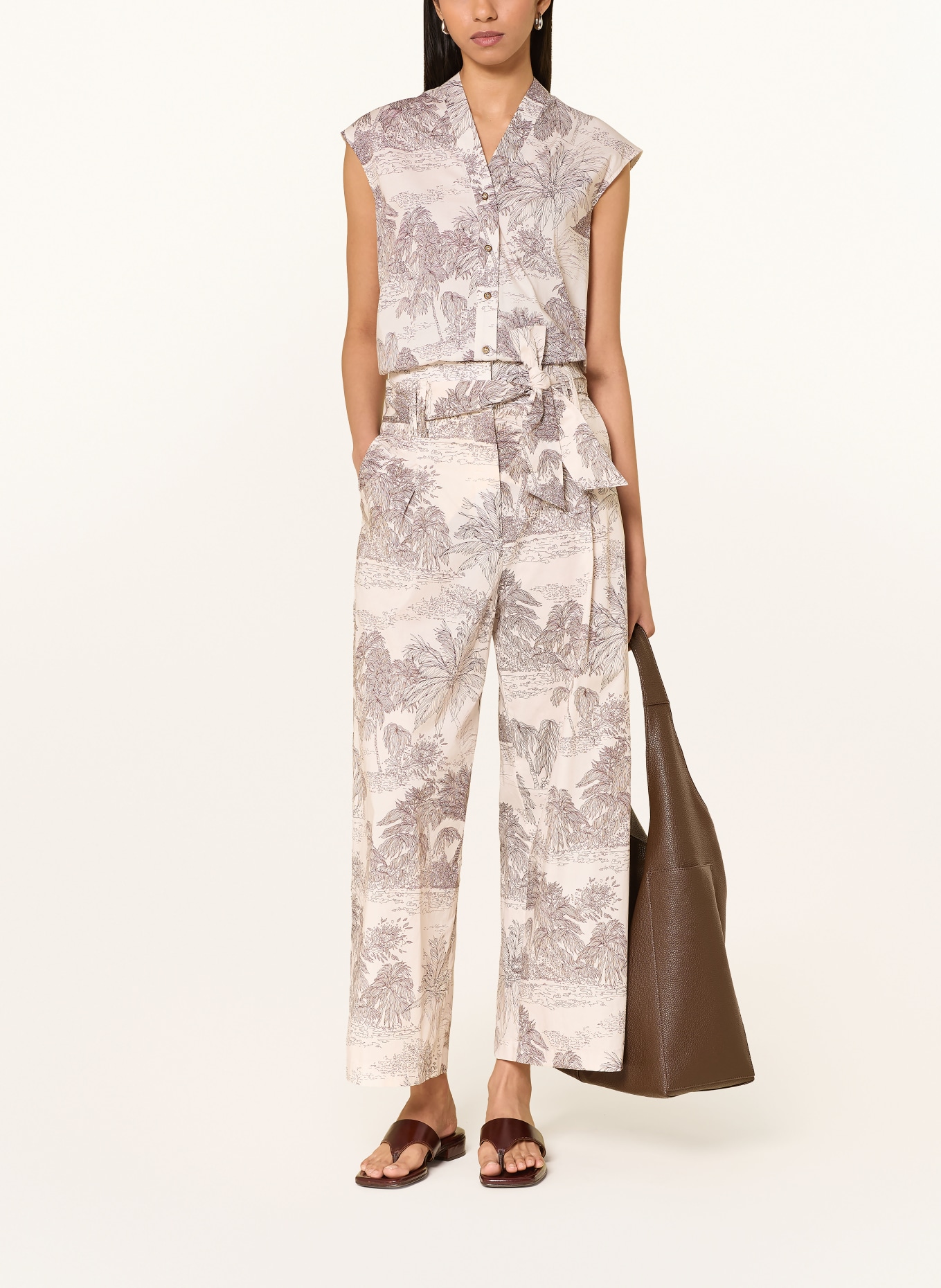 CINQUE 7/8-broek CIHARPER: CRÈME / MARRON FONCÉ