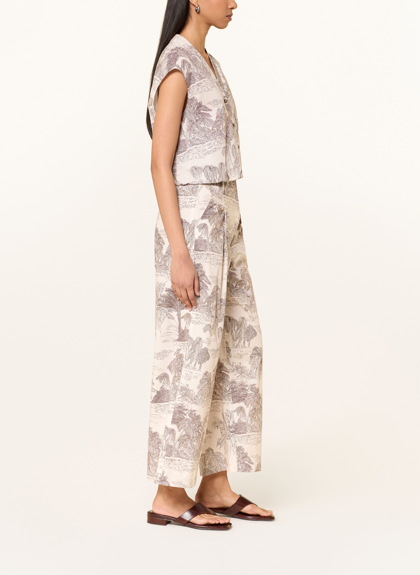 CINQUE 7/8-broek CIHARPER: CRÈME / MARRON FONCÉ