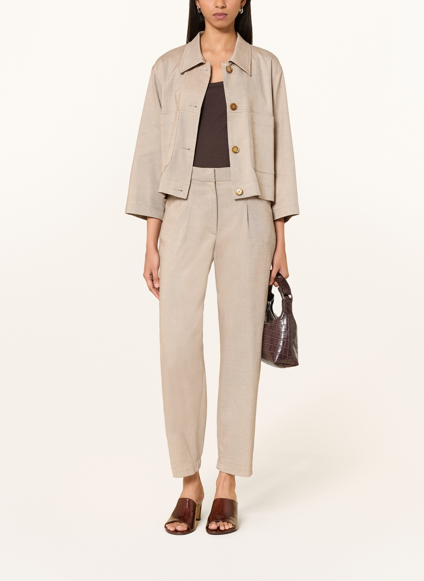 CINQUE Chino CIHENRICO: BEIGE / DUNKELBRAUN