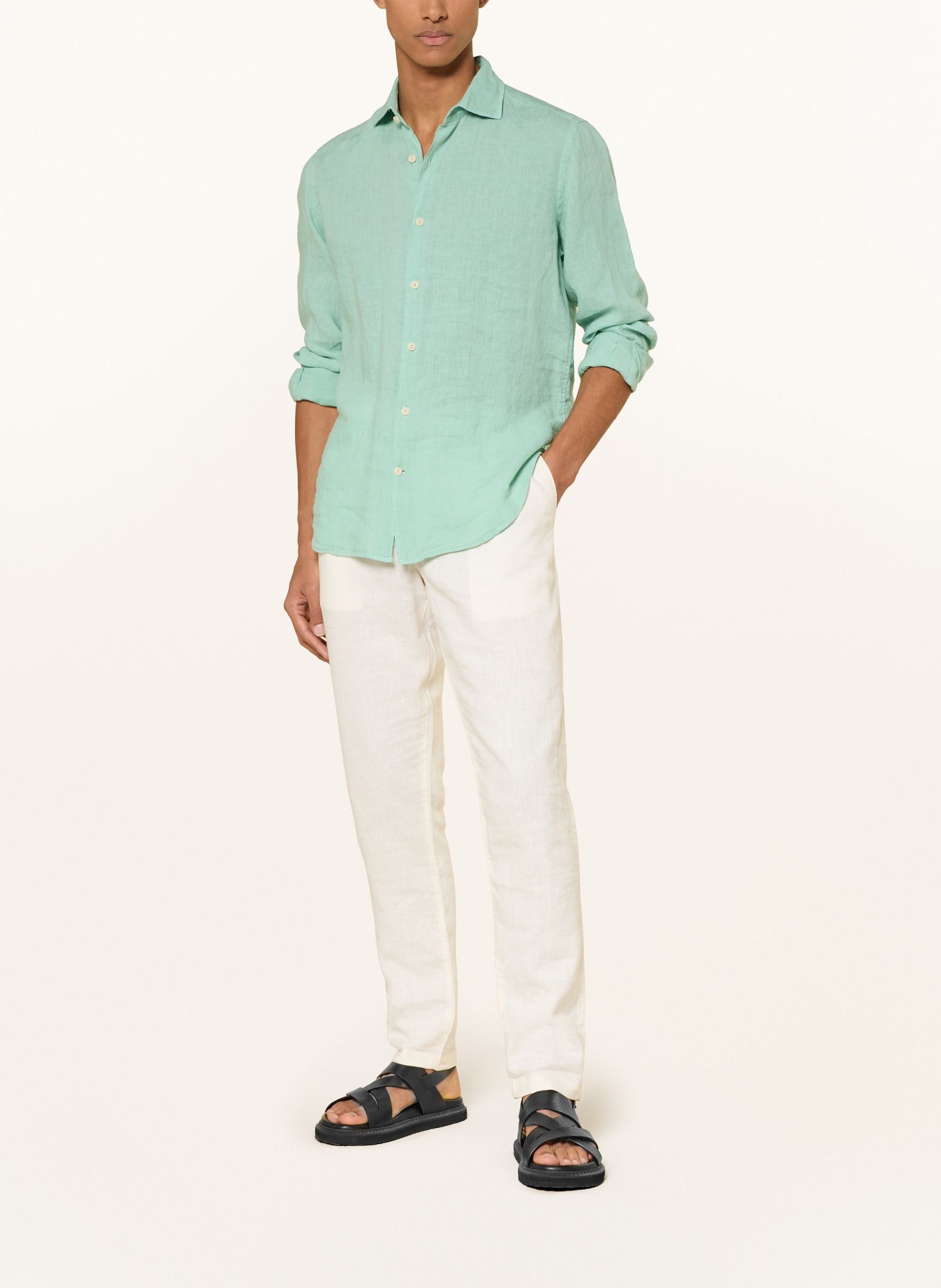 MC2 SAINT BARTH Resorthemd PAMPLONA Comfort Fit van linnen: TURQUOISE