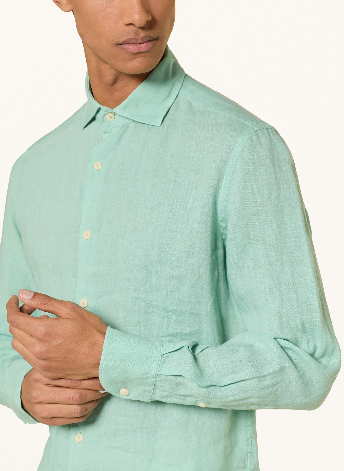 MC2 SAINT BARTH Resorthemd PAMPLONA Comfort Fit van linnen: TURQUOISE