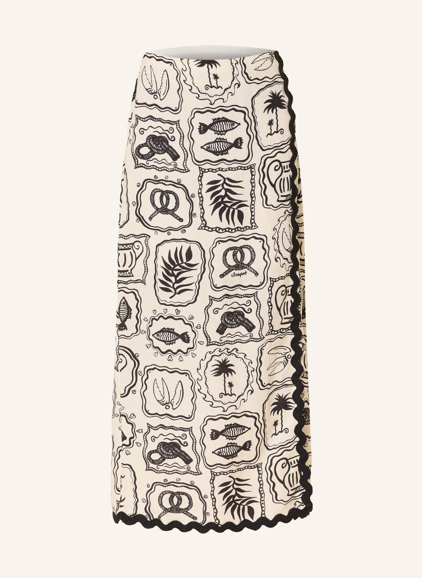 FABIENNE CHAPOT Rock van linnen: CRÈME / ZWART