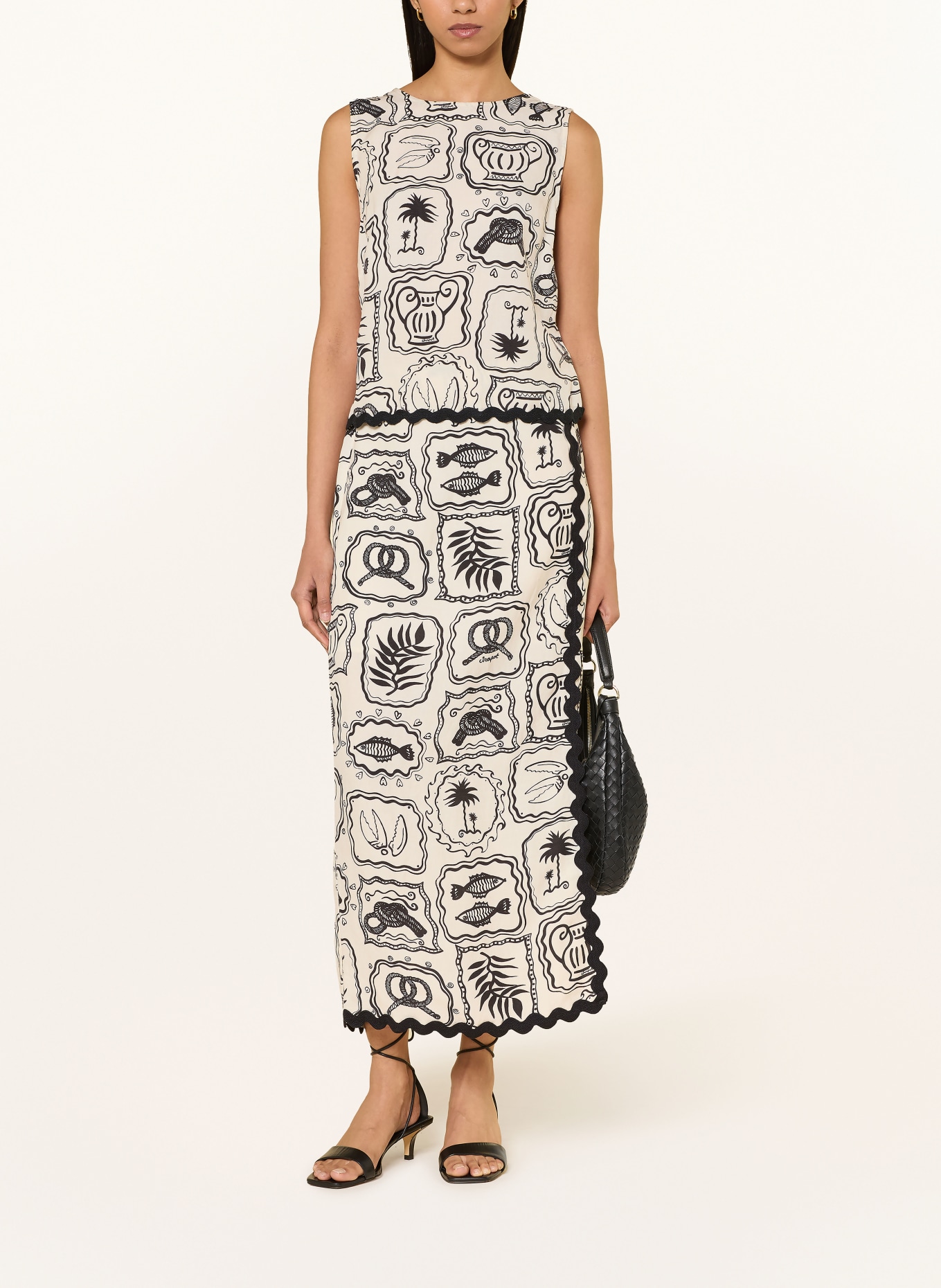 FABIENNE CHAPOT Rock van linnen: CRÈME / ZWART