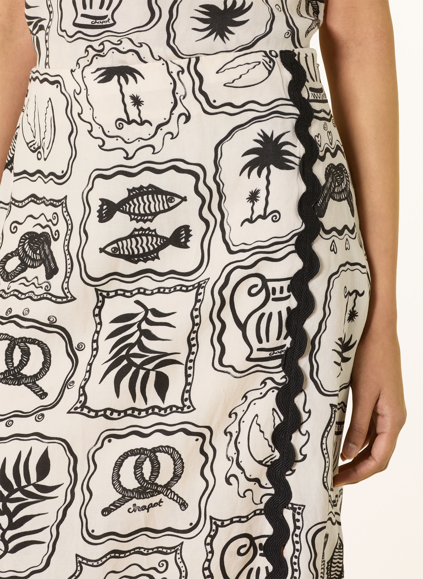 FABIENNE CHAPOT Rock van linnen: CRÈME / ZWART