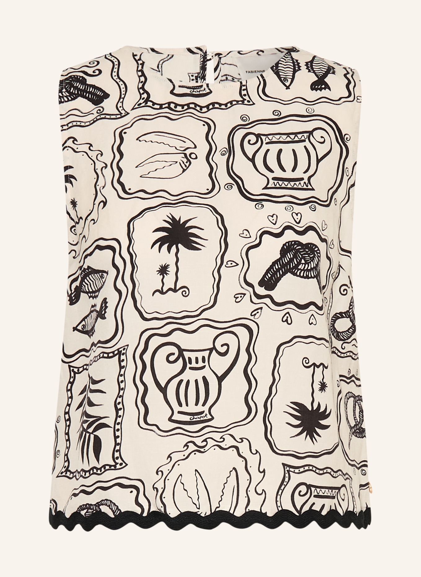 FABIENNE CHAPOT Blouse met linnen: CRÈME / ZWART