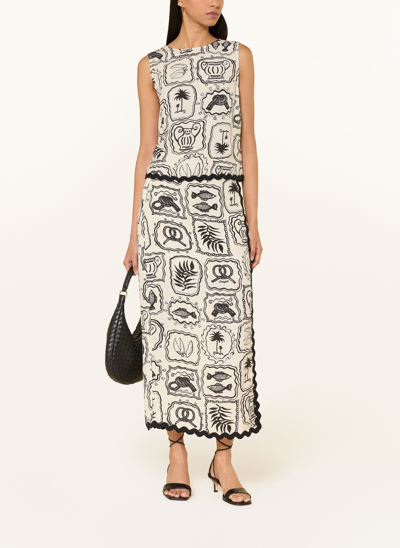 FABIENNE CHAPOT Blouse met linnen: CRÈME / ZWART