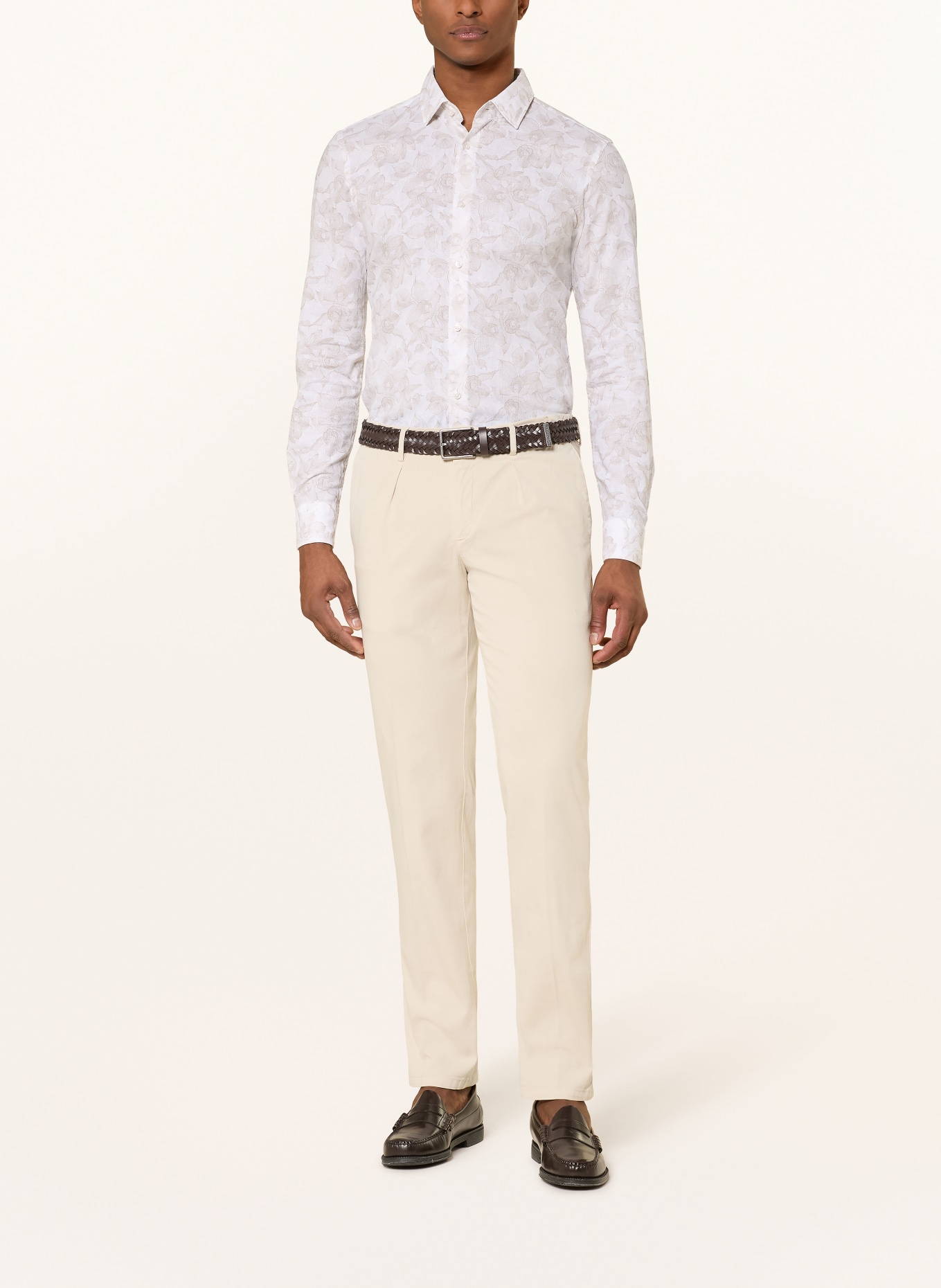 JOOP! Hemd PIT Slim Fit mit Leinen: BRAUN / ECRU