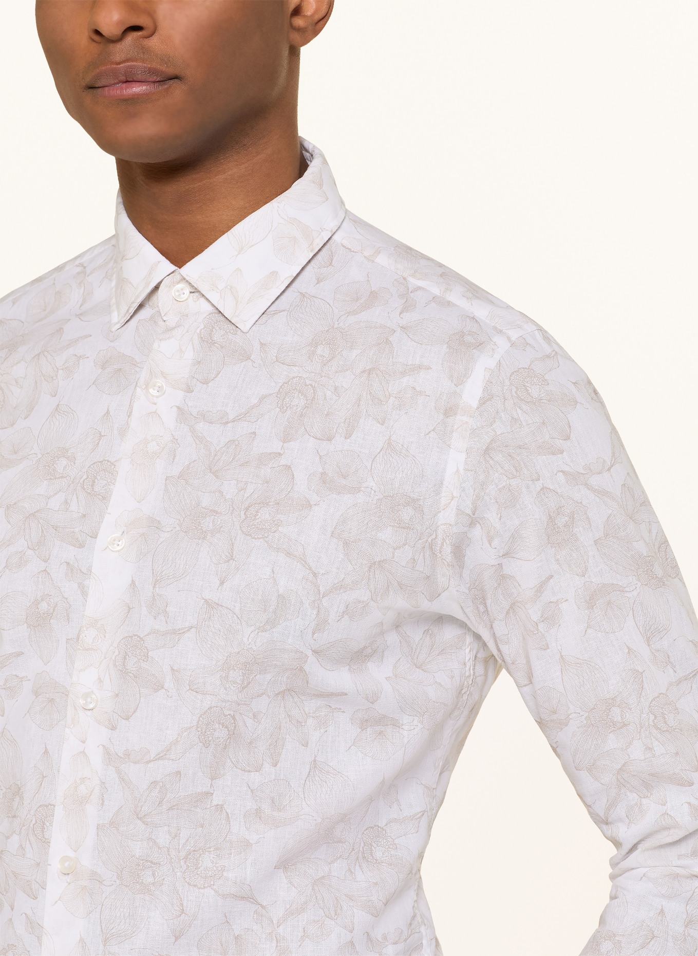 JOOP! Hemd PIT Slim Fit mit Leinen: BRAUN / ECRU