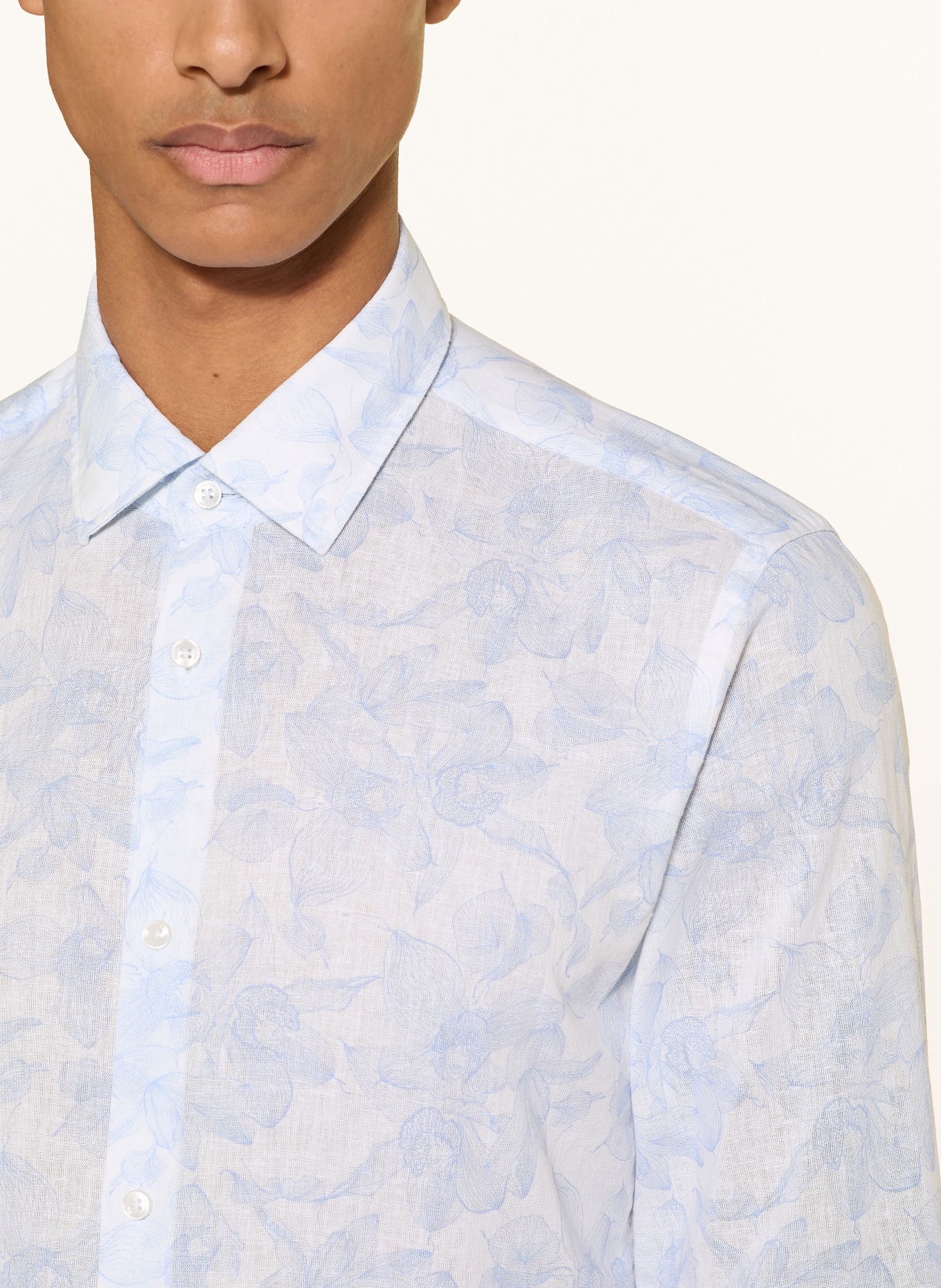 JOOP! Chemise PIT Slim Fit en lin: BLANC / BLEU CLAIR