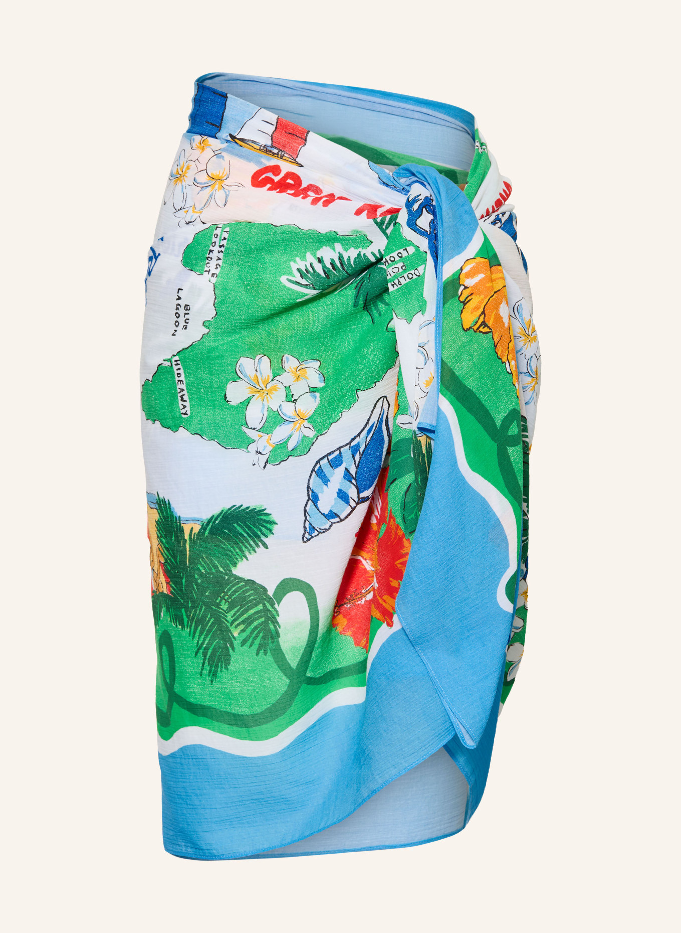 SEAFOLLY Pareo VIVA VACATION: BLEU CLAIR / JAUNE / VERT