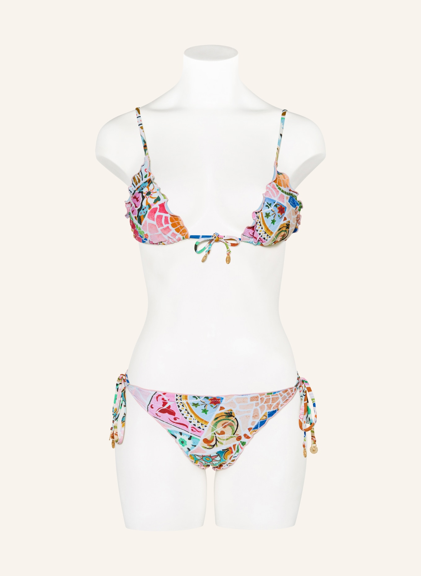 SEAFOLLY Figowe bikini BEACHBOHÈME: MOCNORÓŻOWY / NIEBIESKI / BIAŁY